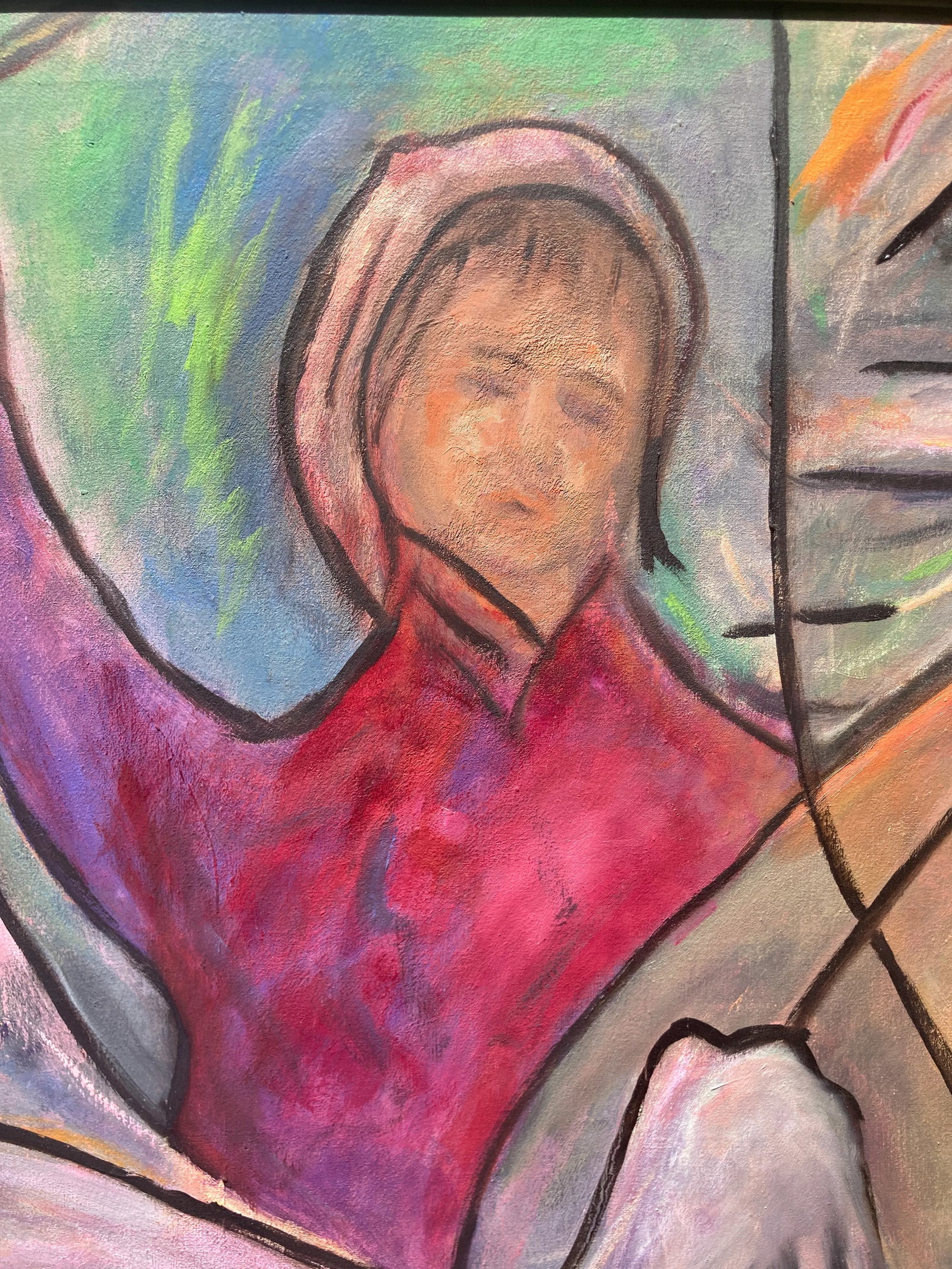 40" 20th Century Abstract Figurative Dancing Women Fauvist Oil Painting on Canvas Signed, Framed - 10