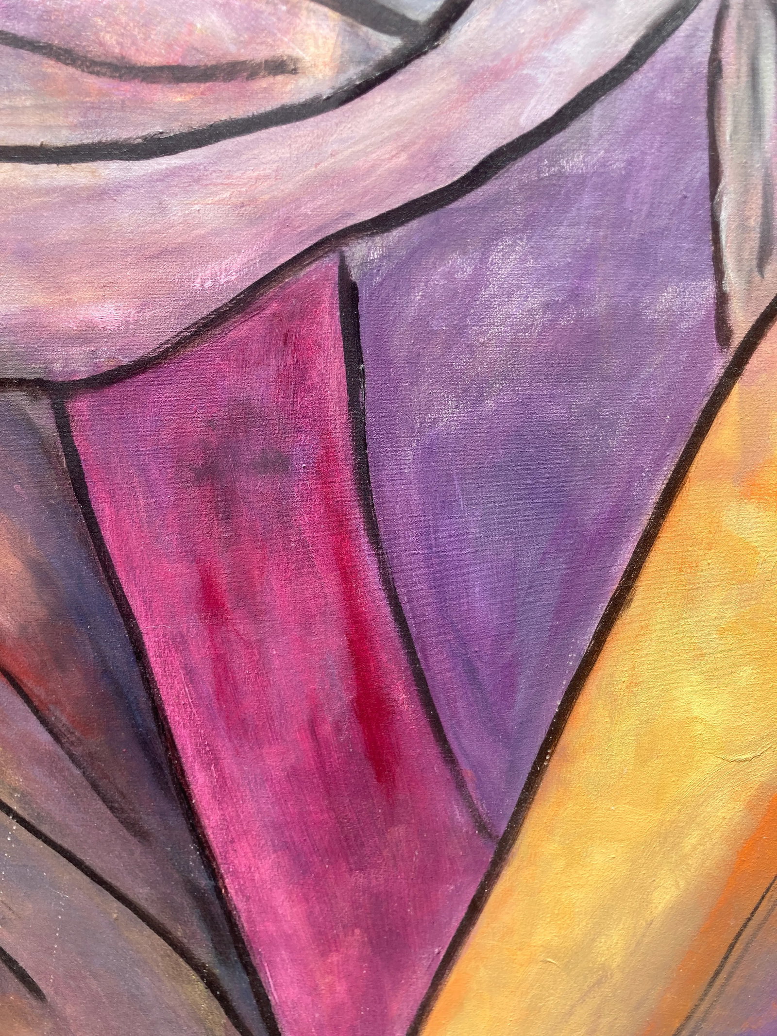 40" 20th Century Abstract Figurative Dancing Women Fauvist Oil Painting on Canvas Signed, Framed - 8