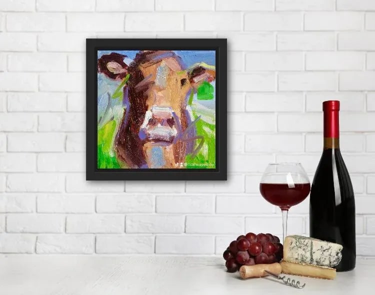 Abstract Cow (Brown and Green) Contemporary Oil Art - 2