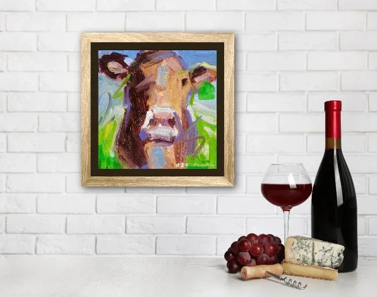 Abstract Cow (Brown and Green) Contemporary Oil Art - 4