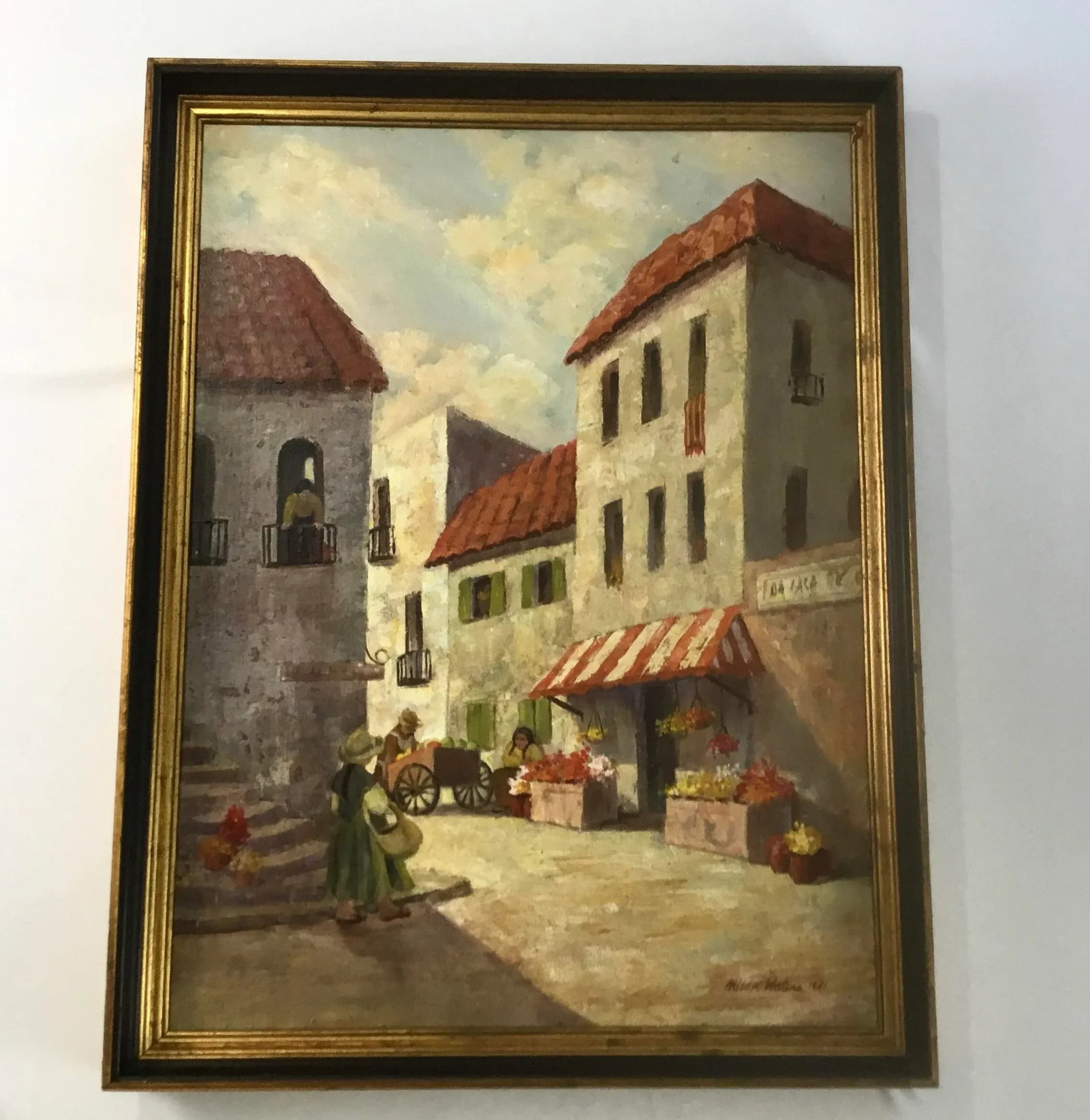 1980s "The Fruit Peddler"Acrylic Painting on Board by Alison Waters, Framed - 10