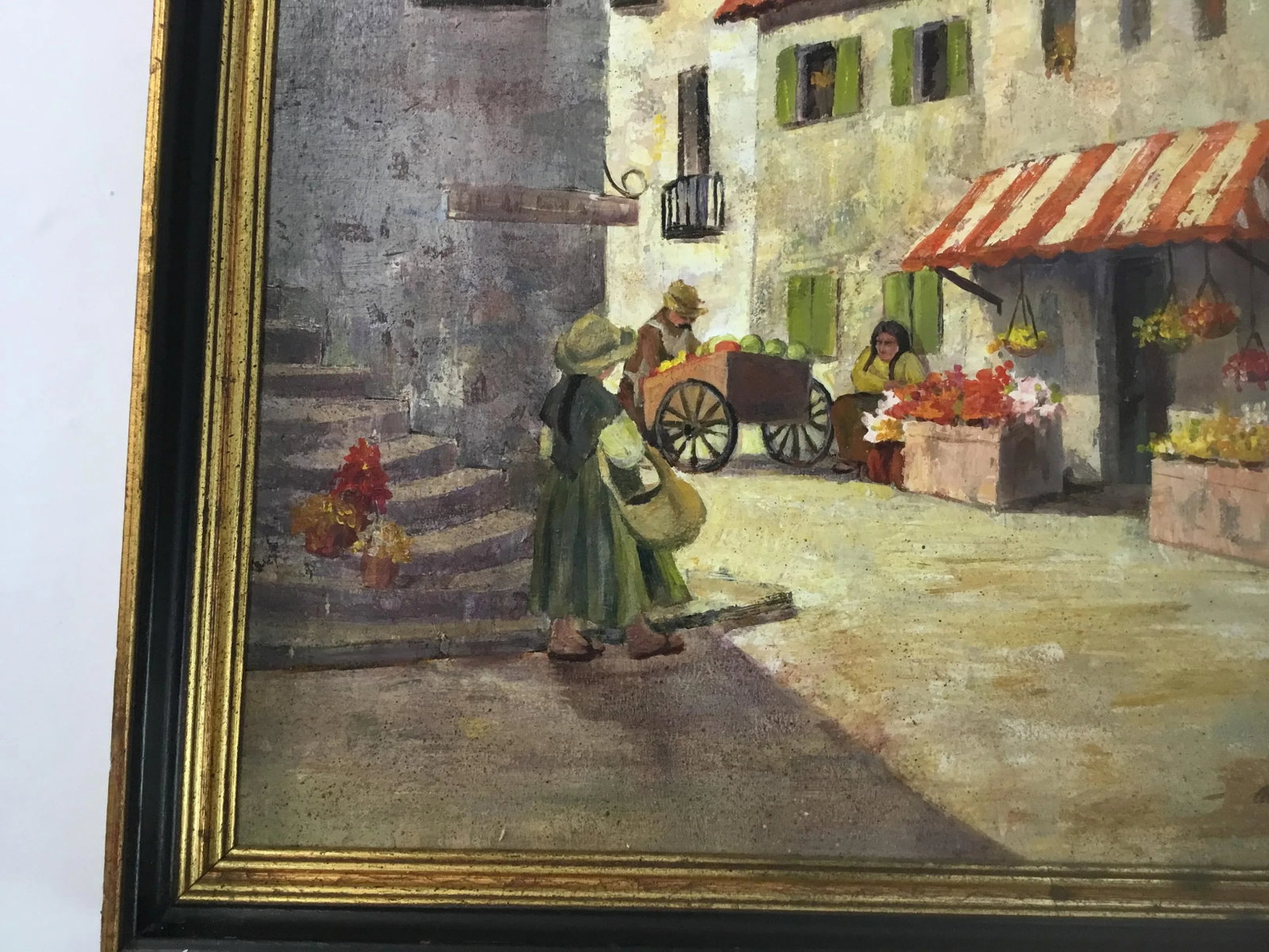 1980s "The Fruit Peddler"Acrylic Painting on Board by Alison Waters, Framed - 4