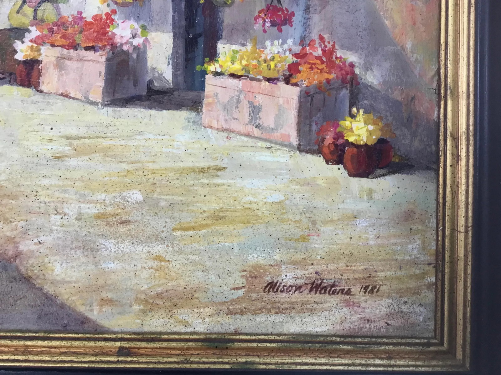 1980s "The Fruit Peddler"Acrylic Painting on Board by Alison Waters, Framed - 8
