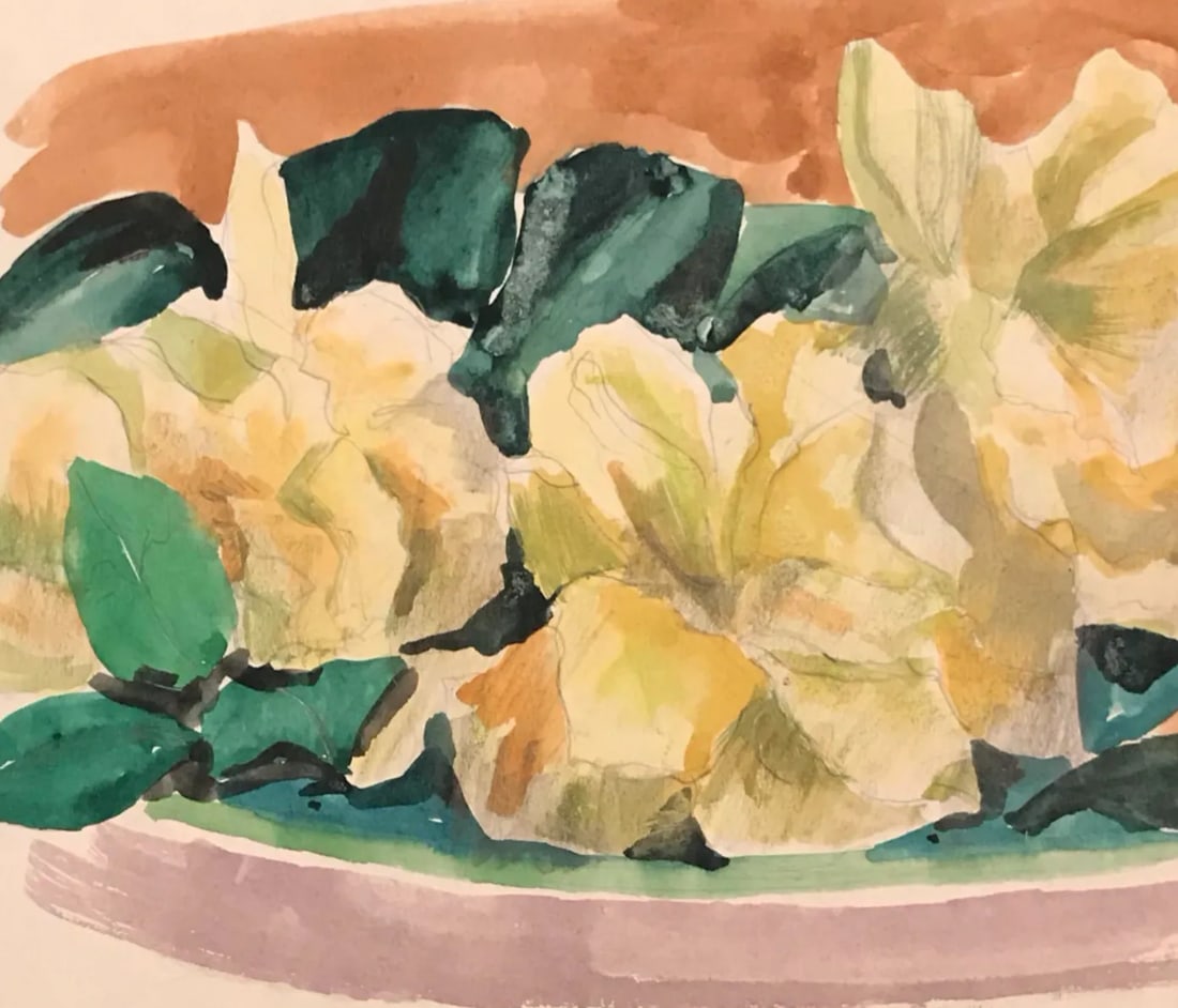 1930s Floral Still Life Watercolor - 2