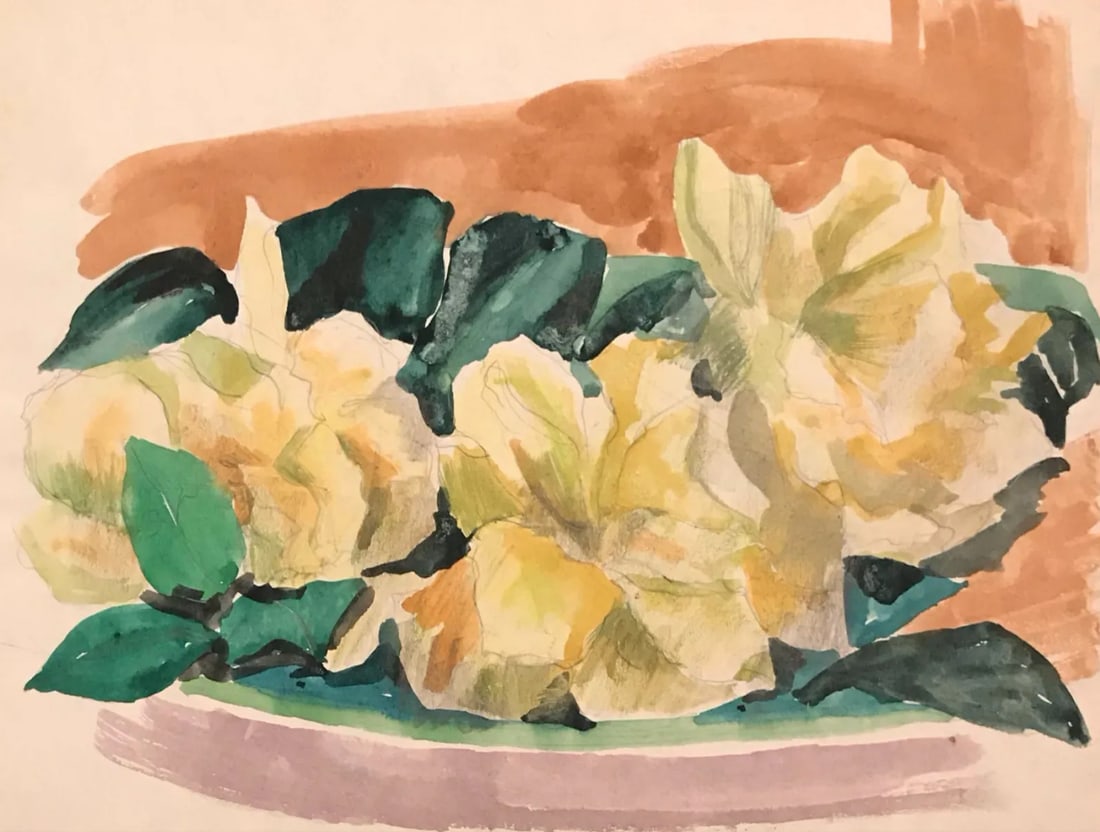 1930s Floral Still Life Watercolor - 4