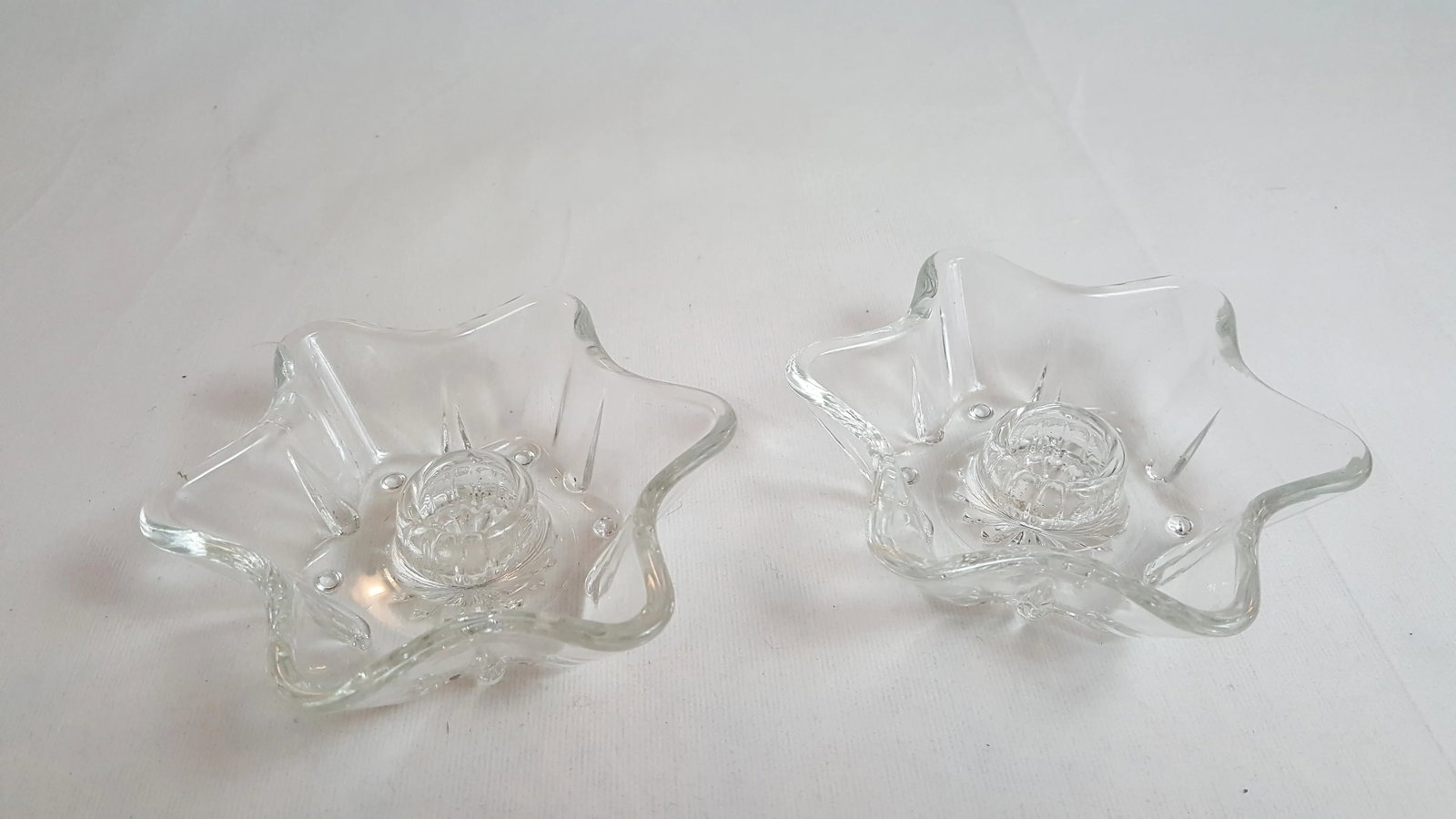 Mid-Century Anchor Hocking Star Shaped Glass Taper Candle Holders - 2
