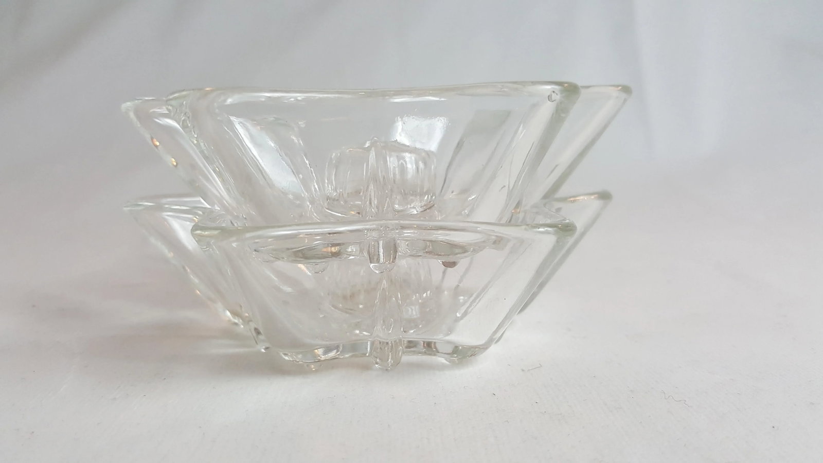 Mid-Century Anchor Hocking Star Shaped Glass Taper Candle Holders - 3
