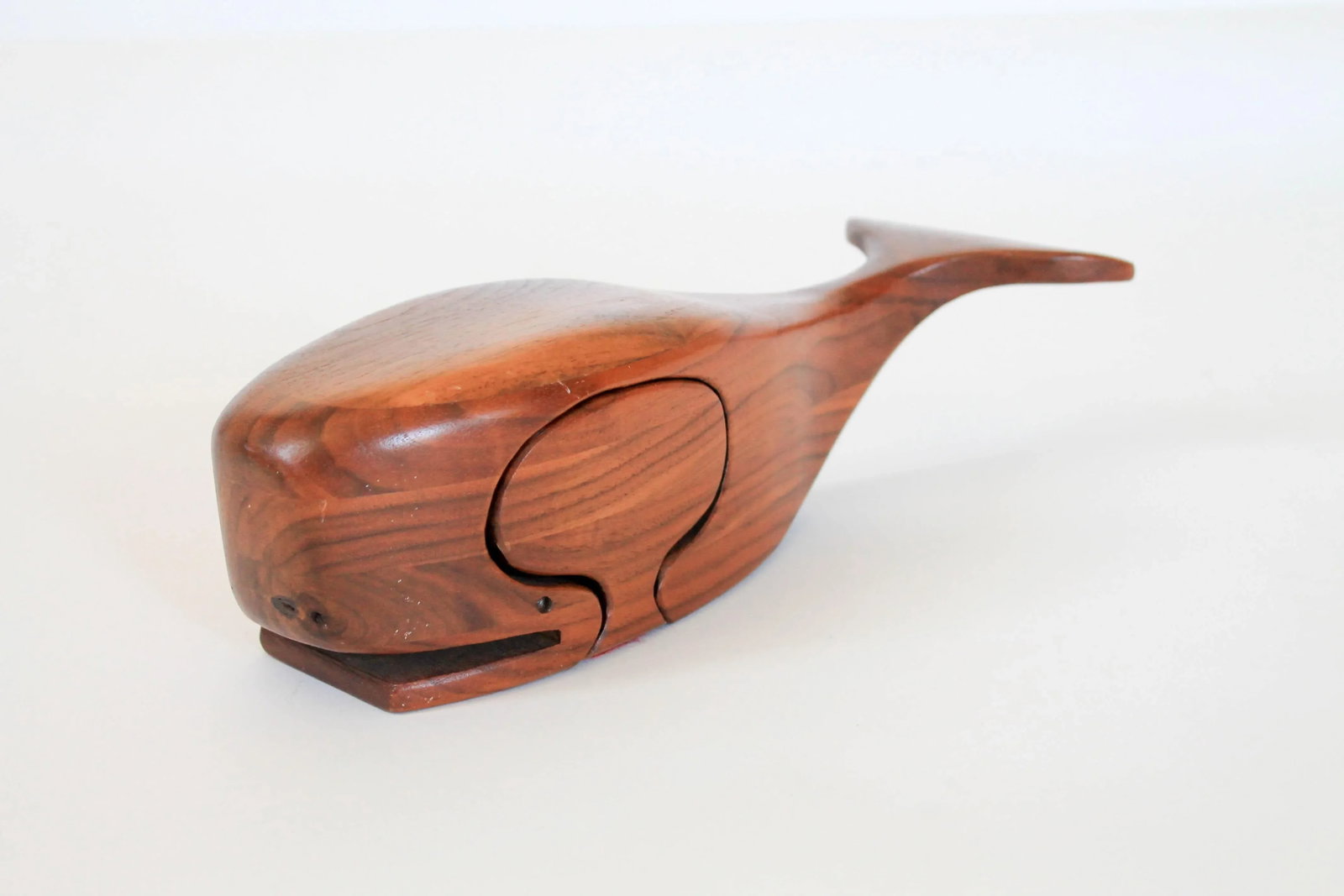 Hand Carved Vintage Whale Puzzle Box - 2