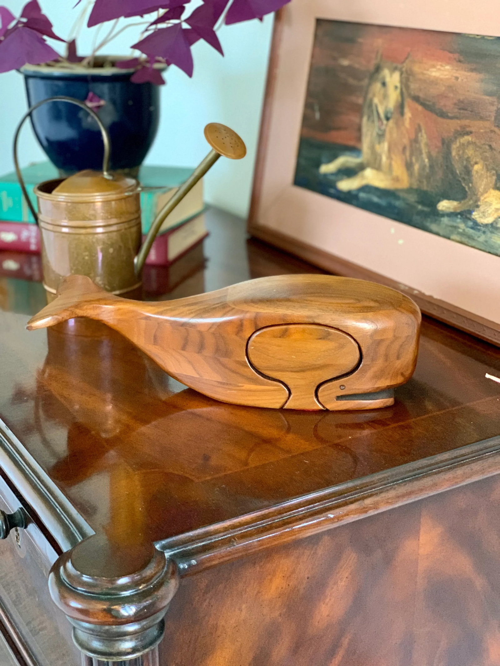 Hand Carved Vintage Whale Puzzle Box - 8