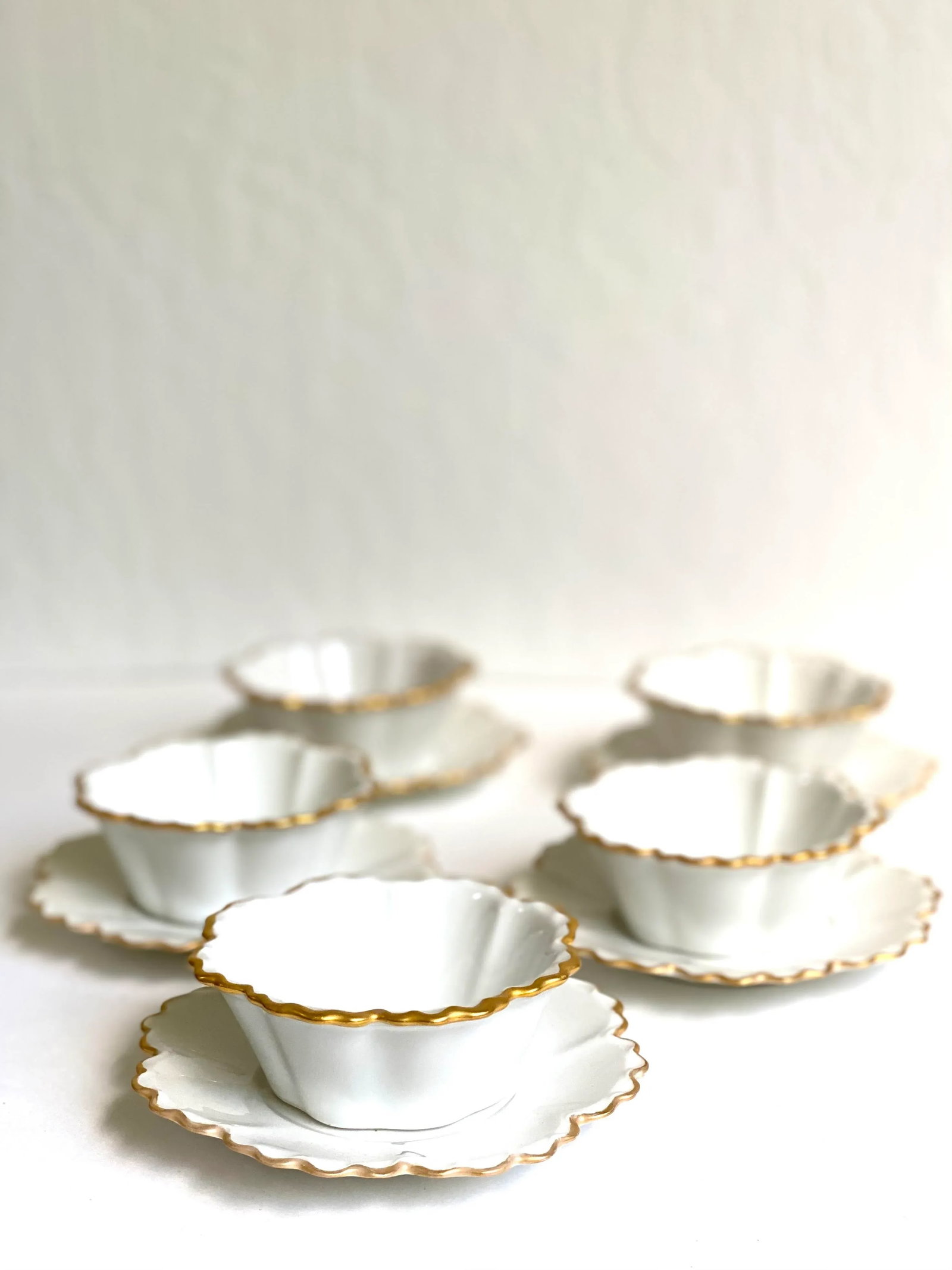 Vintage Limoges Gda France Flower Shaped Dessert Cups & Saucers Set- 11 Pieces - 4