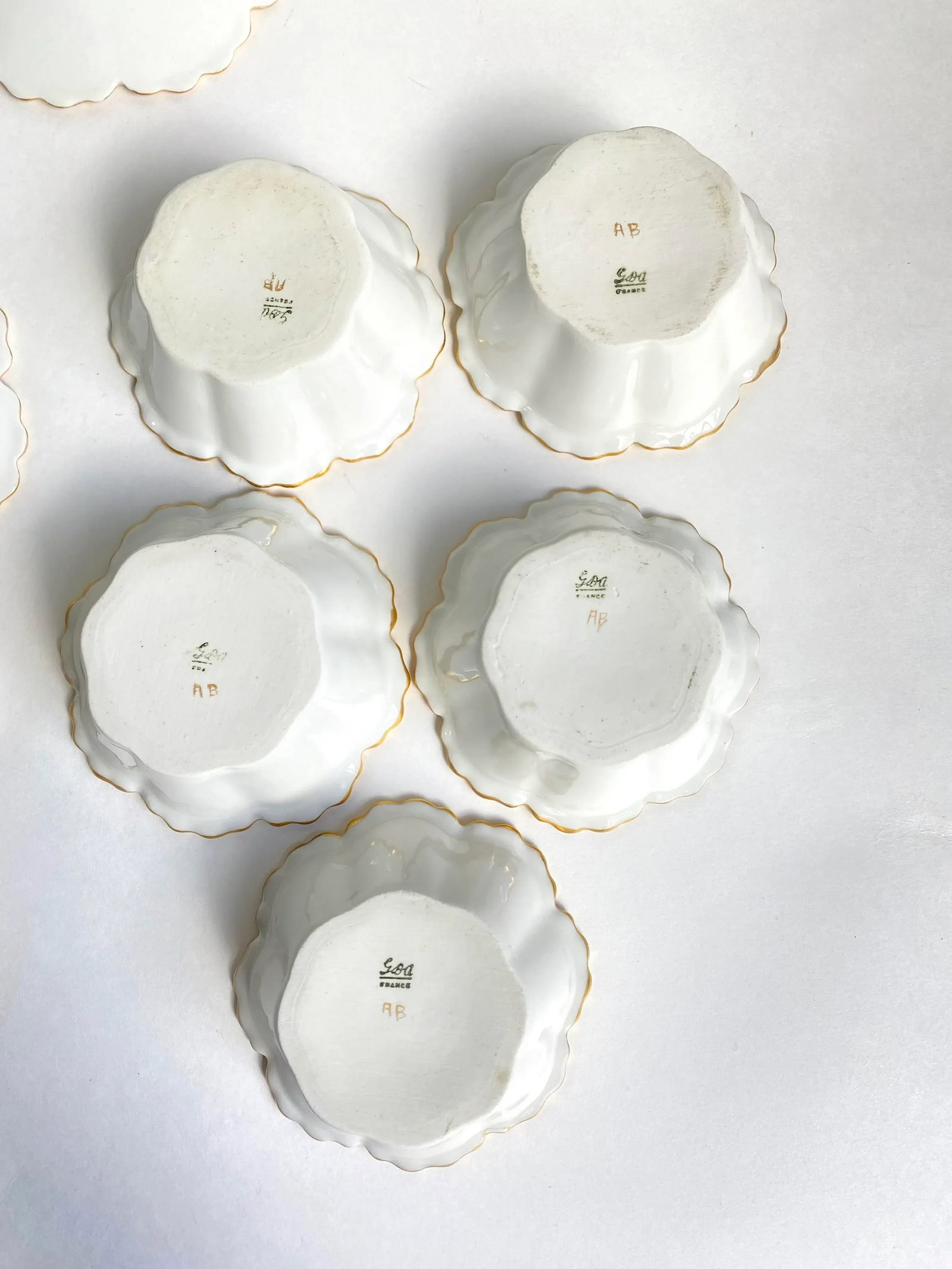 Vintage Limoges Gda France Flower Shaped Dessert Cups & Saucers Set- 11 Pieces - 6