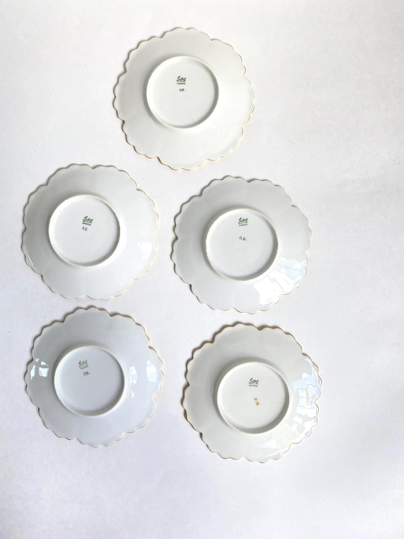 Vintage Limoges Gda France Flower Shaped Dessert Cups & Saucers Set- 11 Pieces - 7