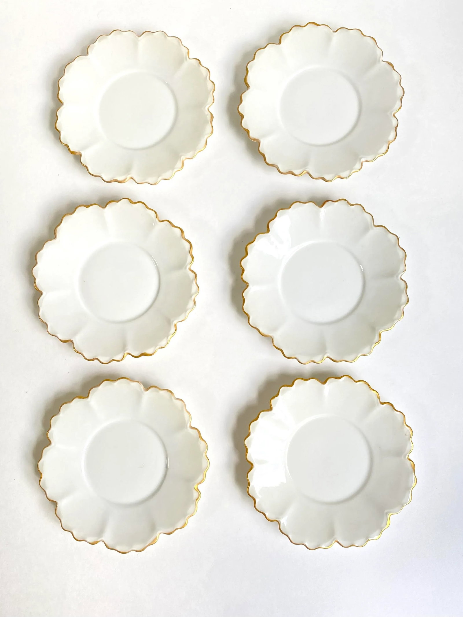 Vintage Limoges Gda France Flower Shaped Dessert Cups & Saucers Set- 11 Pieces - 8