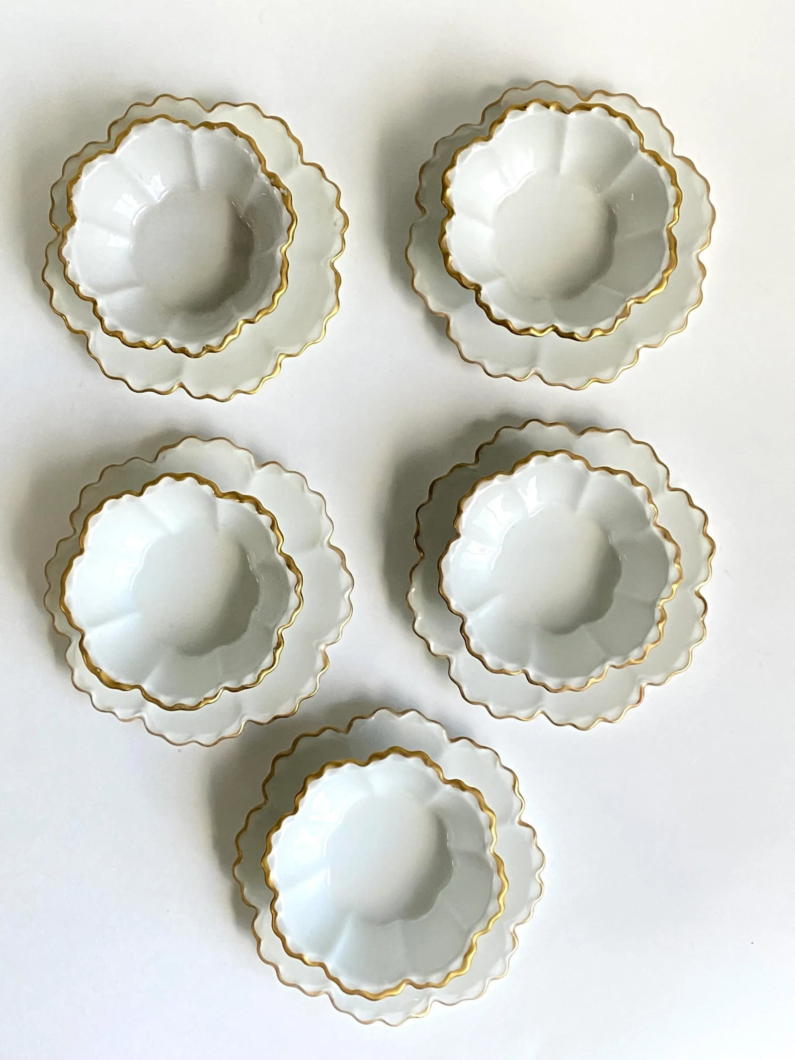Vintage Limoges Gda France Flower Shaped Dessert Cups & Saucers Set- 11 Pieces - 9
