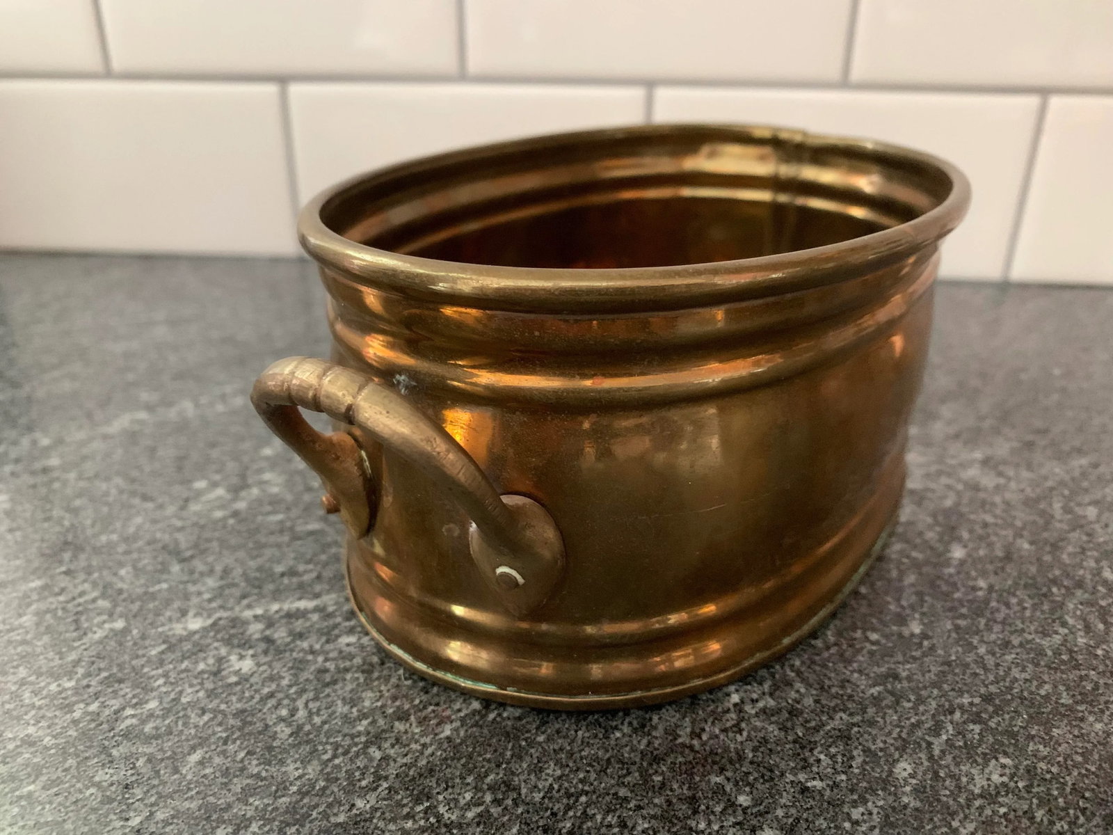 Mid 20th Century Vintage Oval Brass Planter - 2