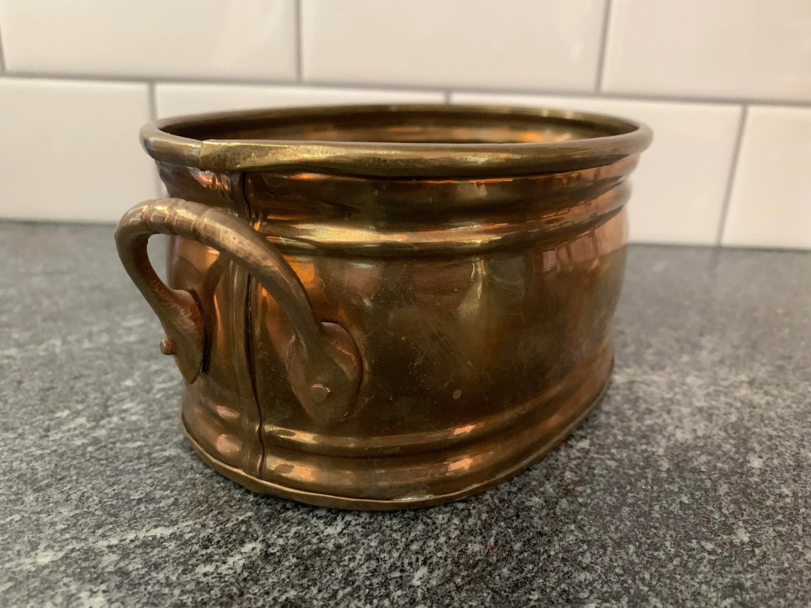 Mid 20th Century Vintage Oval Brass Planter - 5
