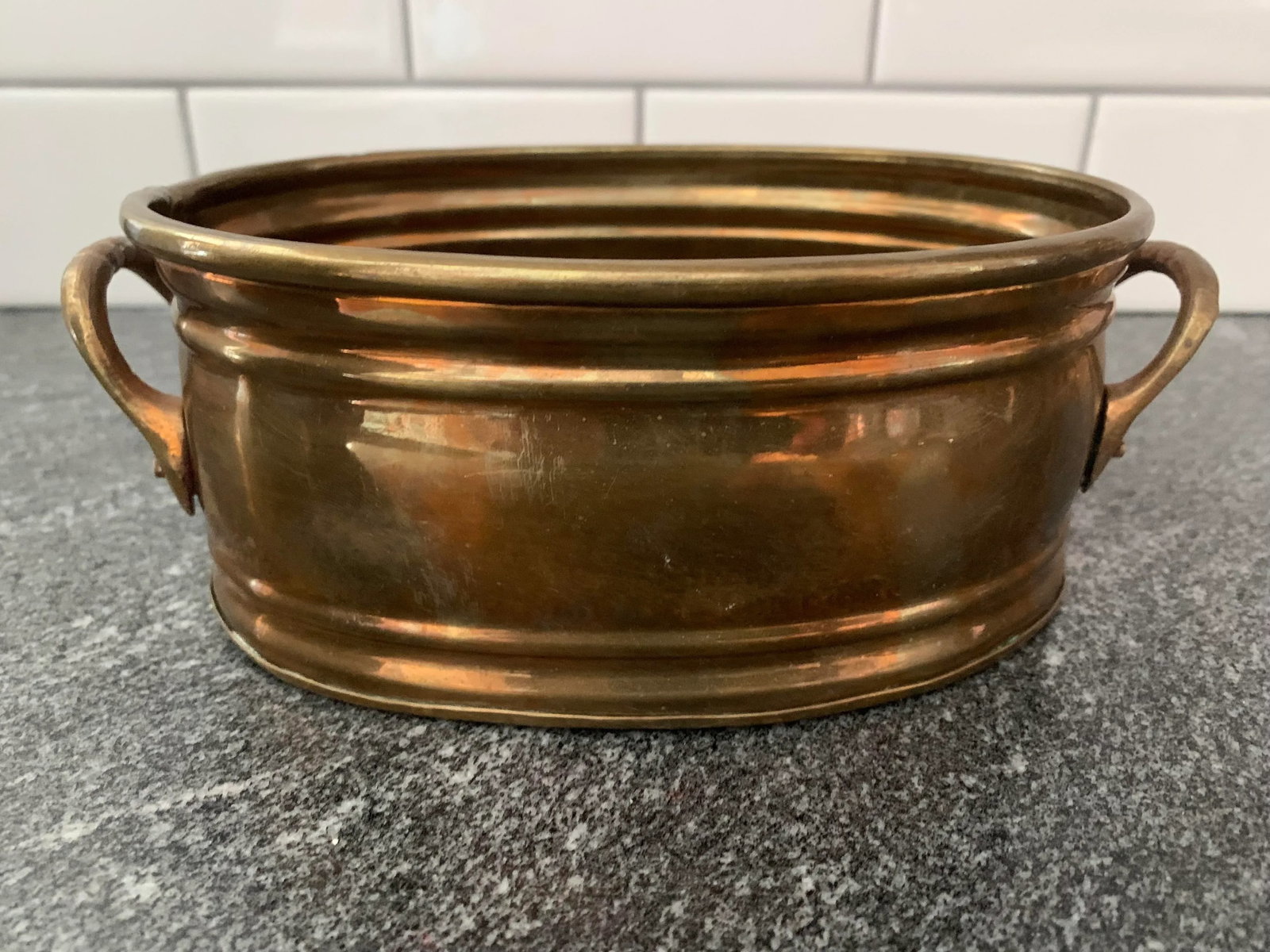 Mid 20th Century Vintage Oval Brass Planter - 7