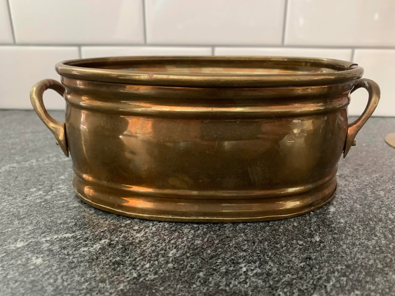 Mid 20th Century Vintage Oval Brass Planter - 8