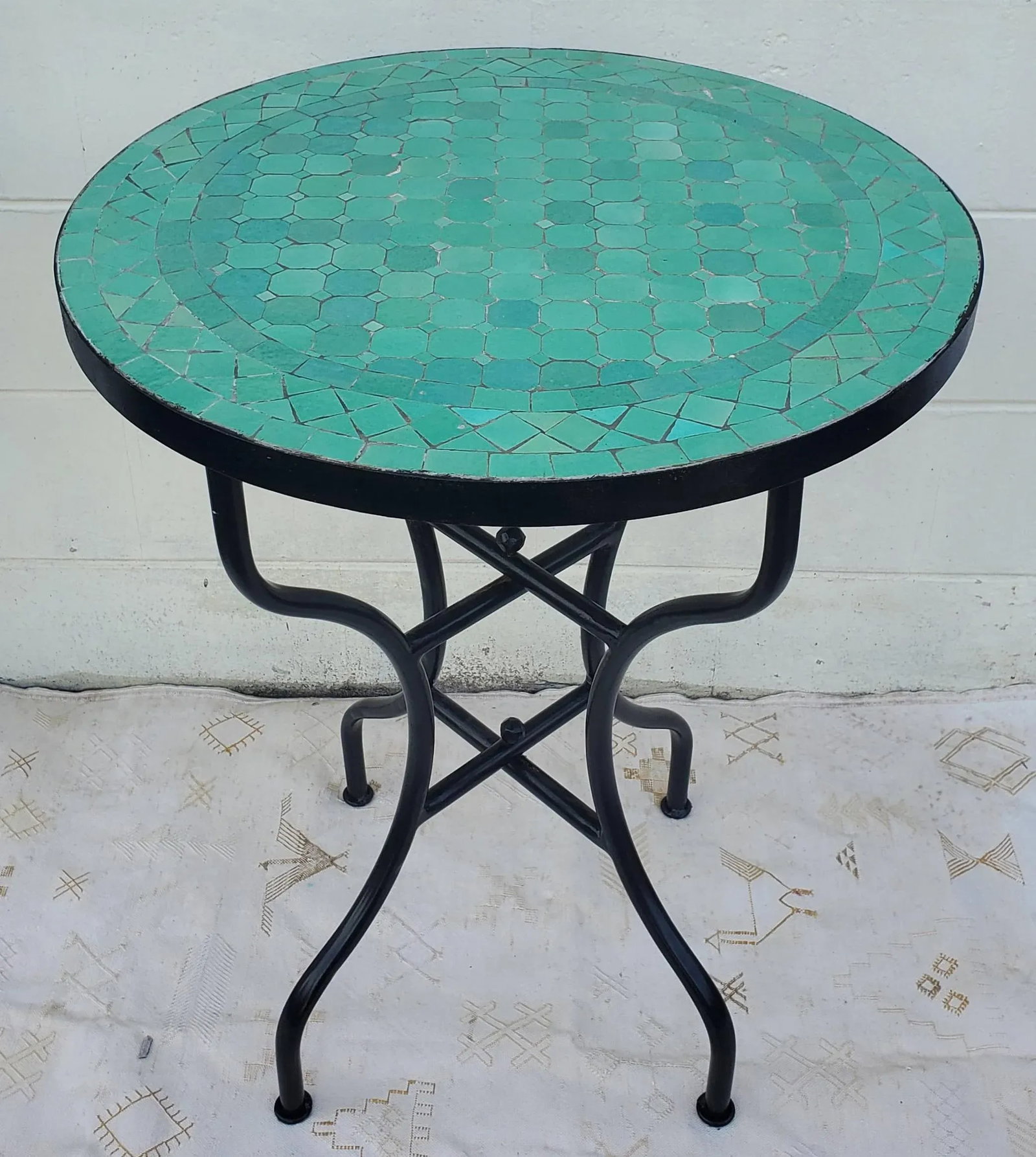 24" Aqua Moroccan Mosaic Table - Cr4 - 4