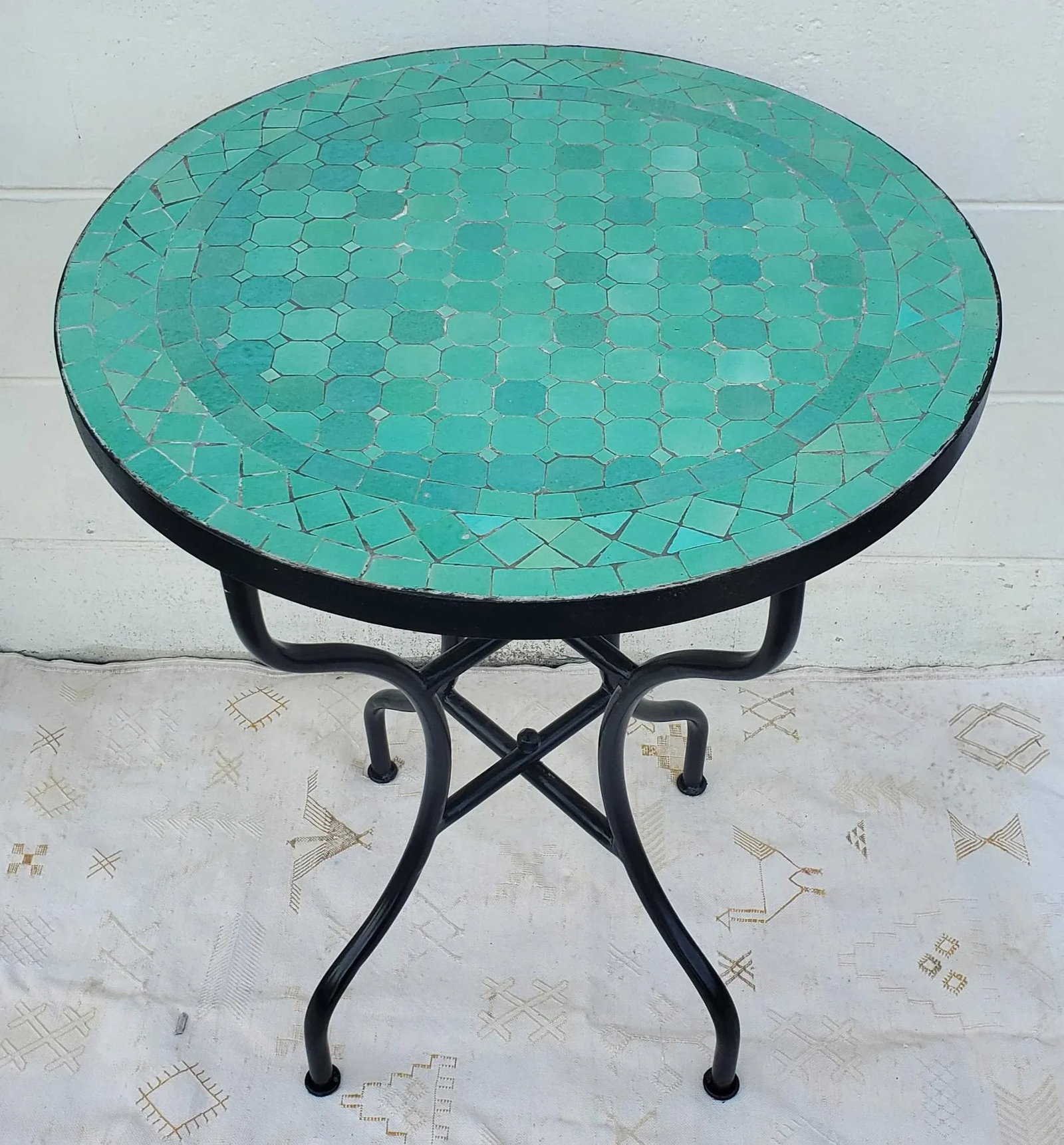 24" Aqua Moroccan Mosaic Table - Cr4 - 6
