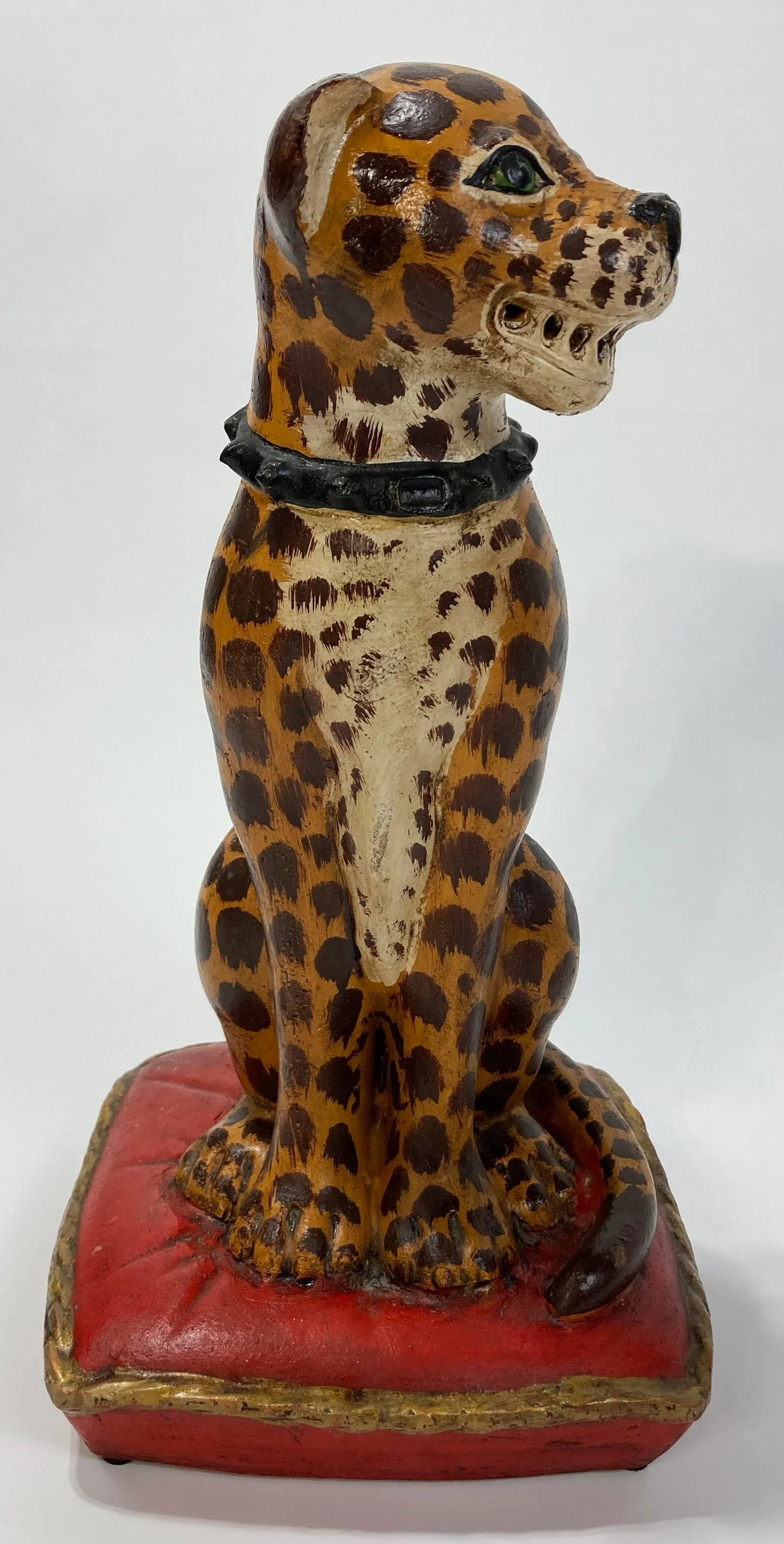 Antique Handmade Ceramic Spotted Cat Figure - 6