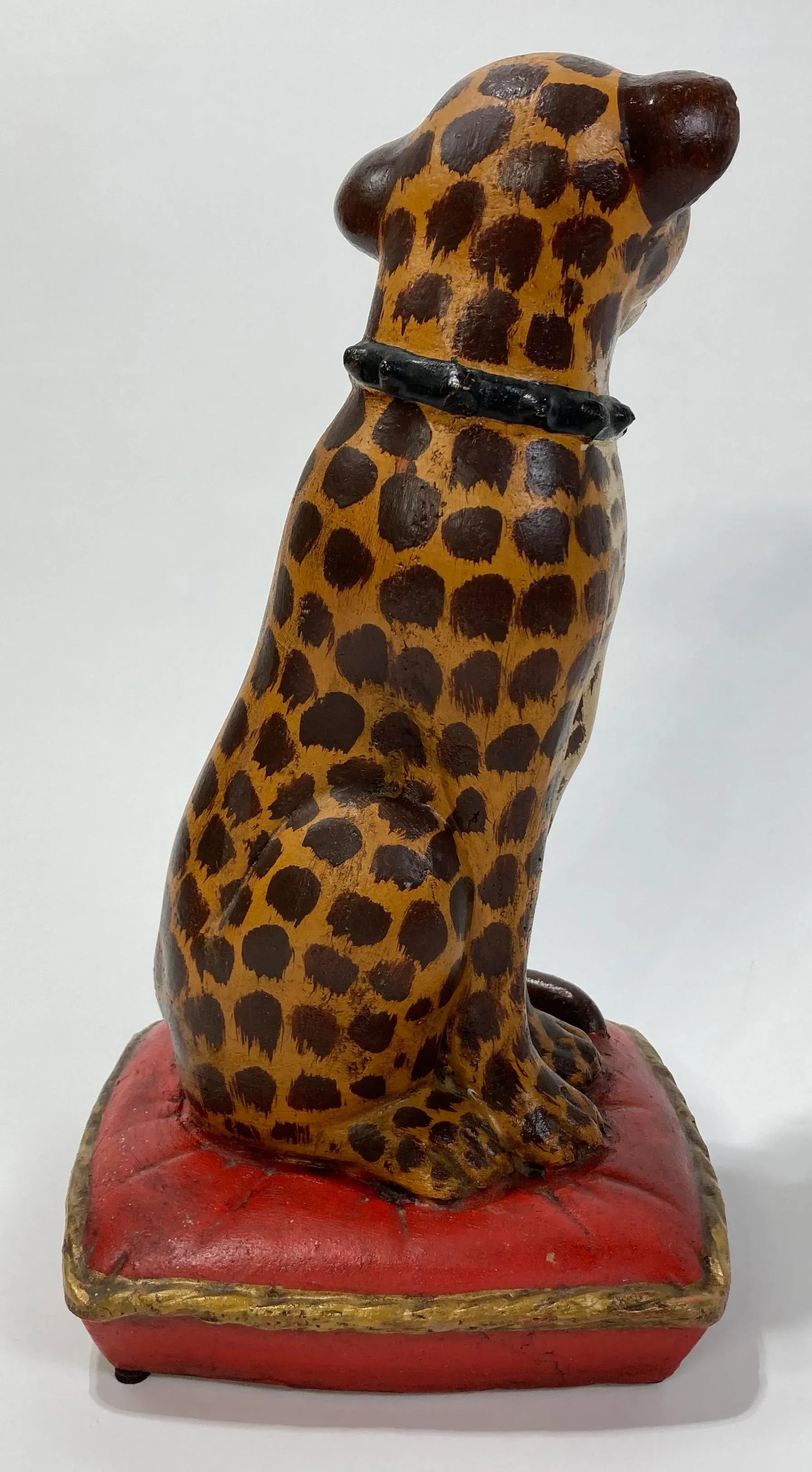 Antique Handmade Ceramic Spotted Cat Figure - 7