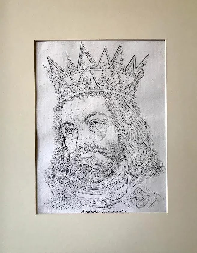 Original Antique Etching of Rudolf I the Holy Roman Emperor by William Blake - 2