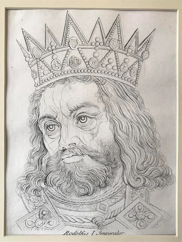 Original Antique Etching of Rudolf I the Holy Roman Emperor by William Blake - 3