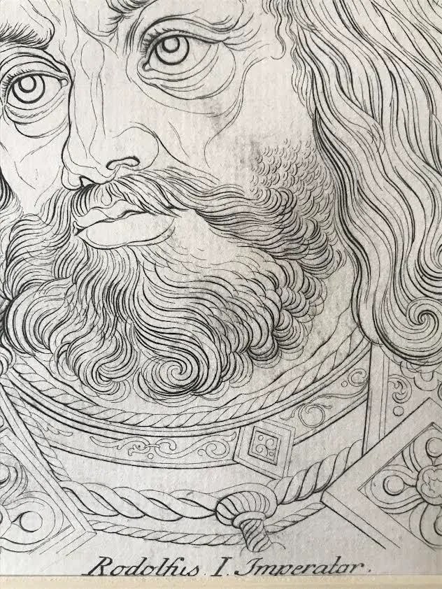 Original Antique Etching of Rudolf I the Holy Roman Emperor by William Blake - 6