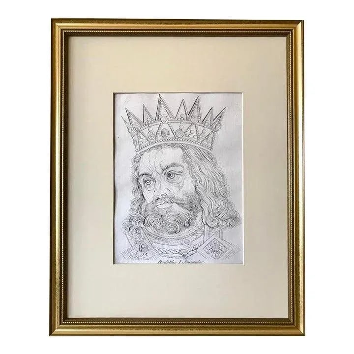 Original Antique Etching of Rudolf I the Holy Roman Emperor by William Blake - 8