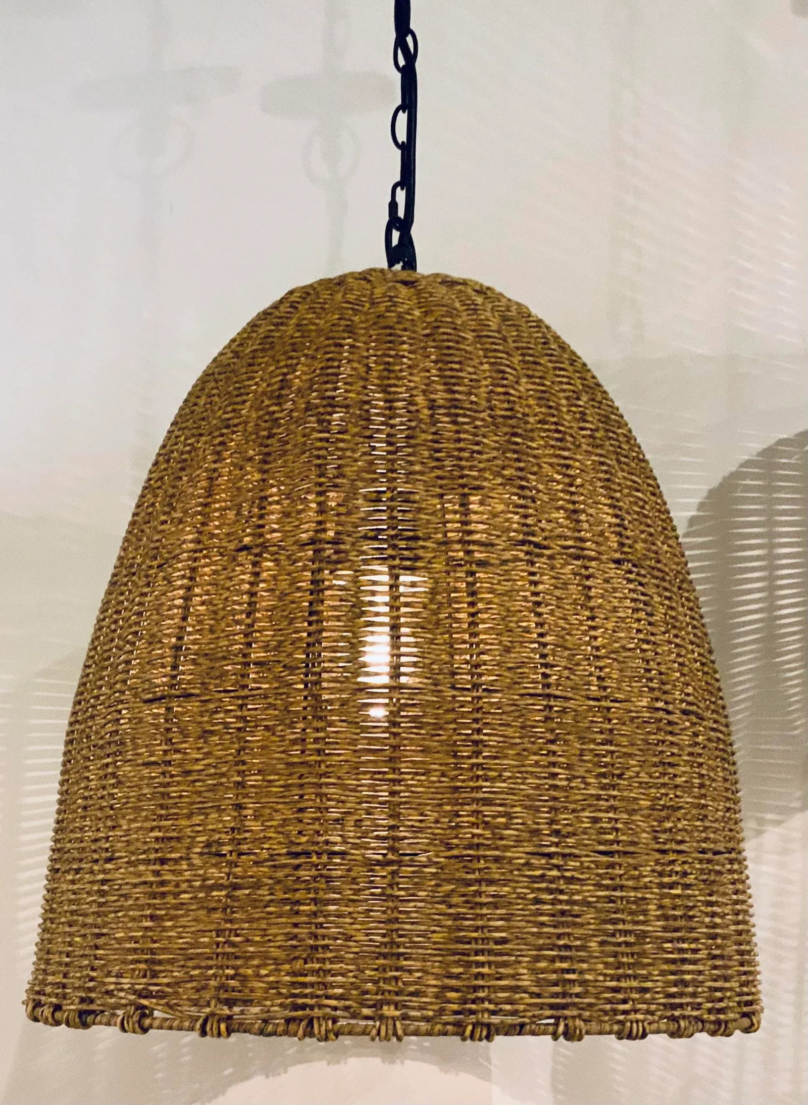 Regina Andrew Organic Modern Woven Tan Wicker Outdoor Beehive Pendant, - 5