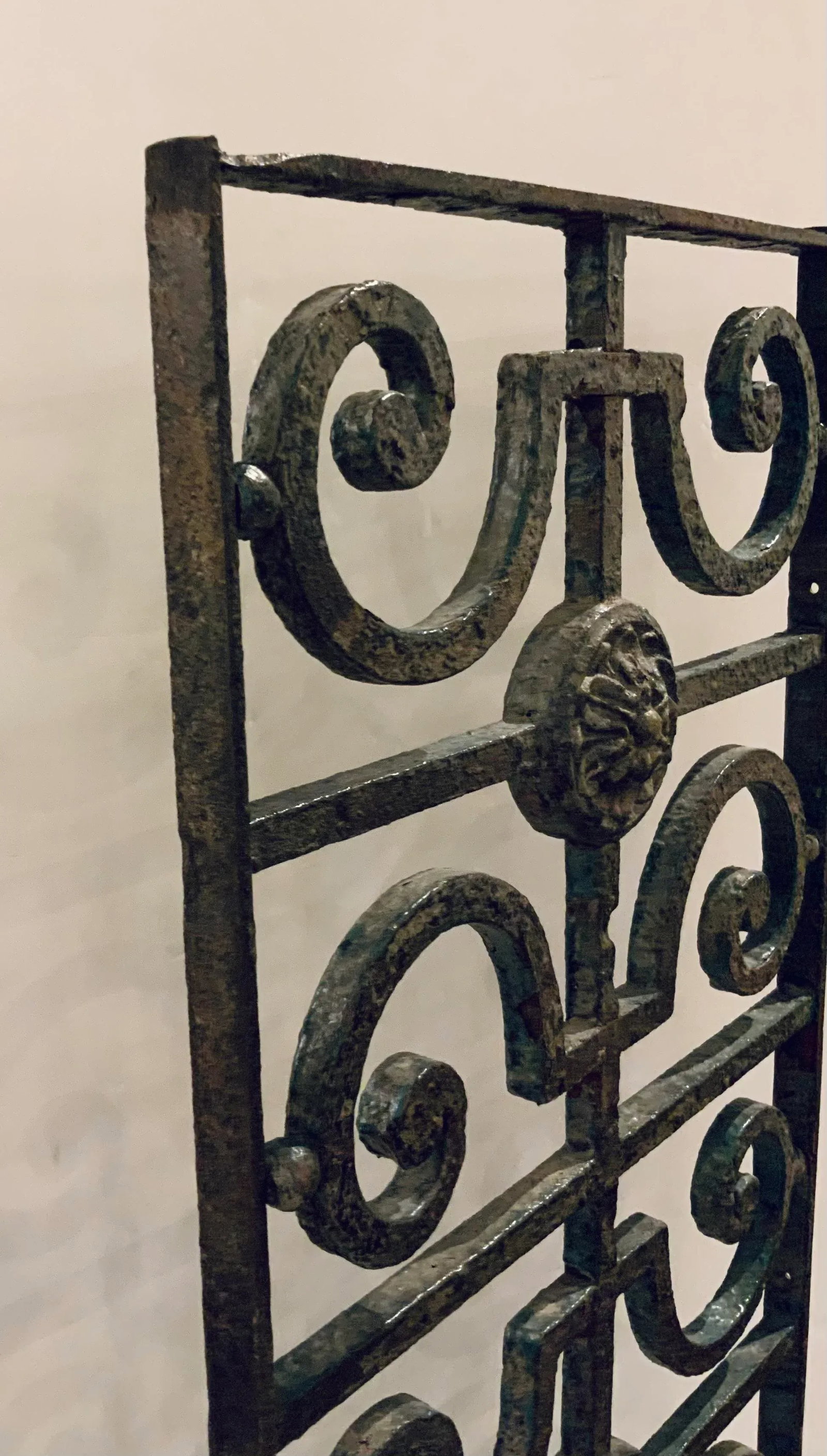 Antique Patinated Iron European Building Fragment Screen - 3