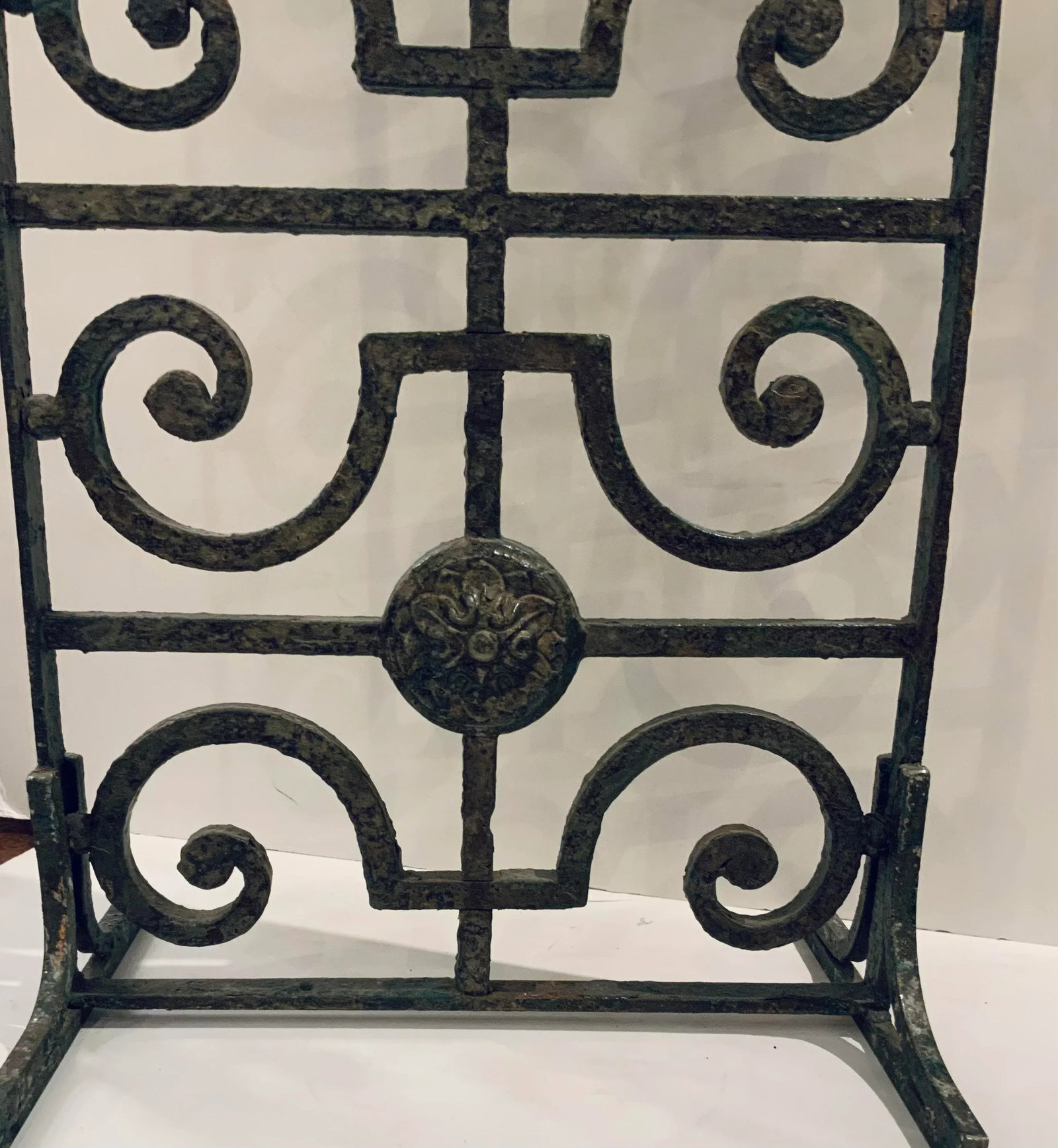 Antique Patinated Iron European Building Fragment Screen - 4