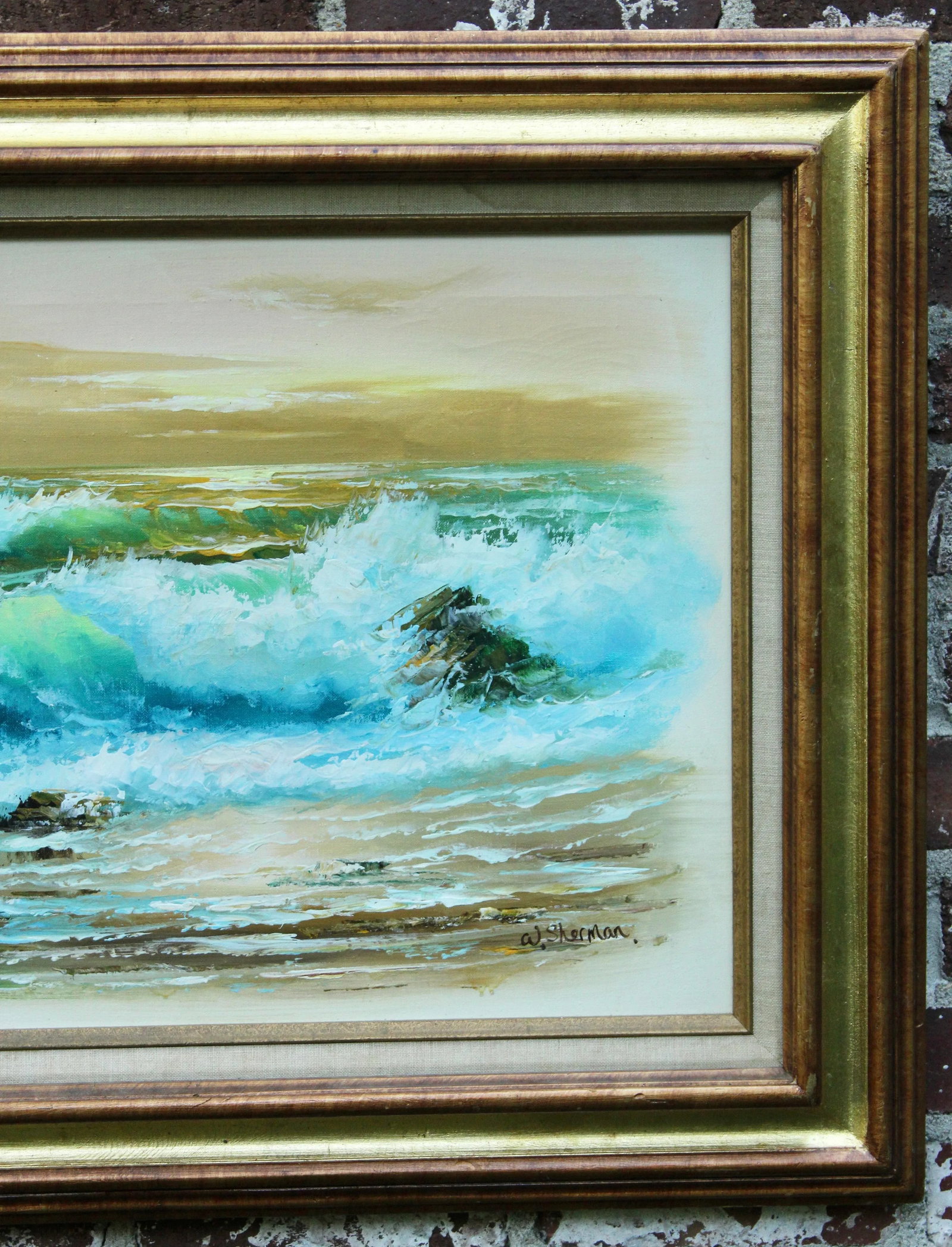 Vintage Beach Seascape Original Oil Painting - 3