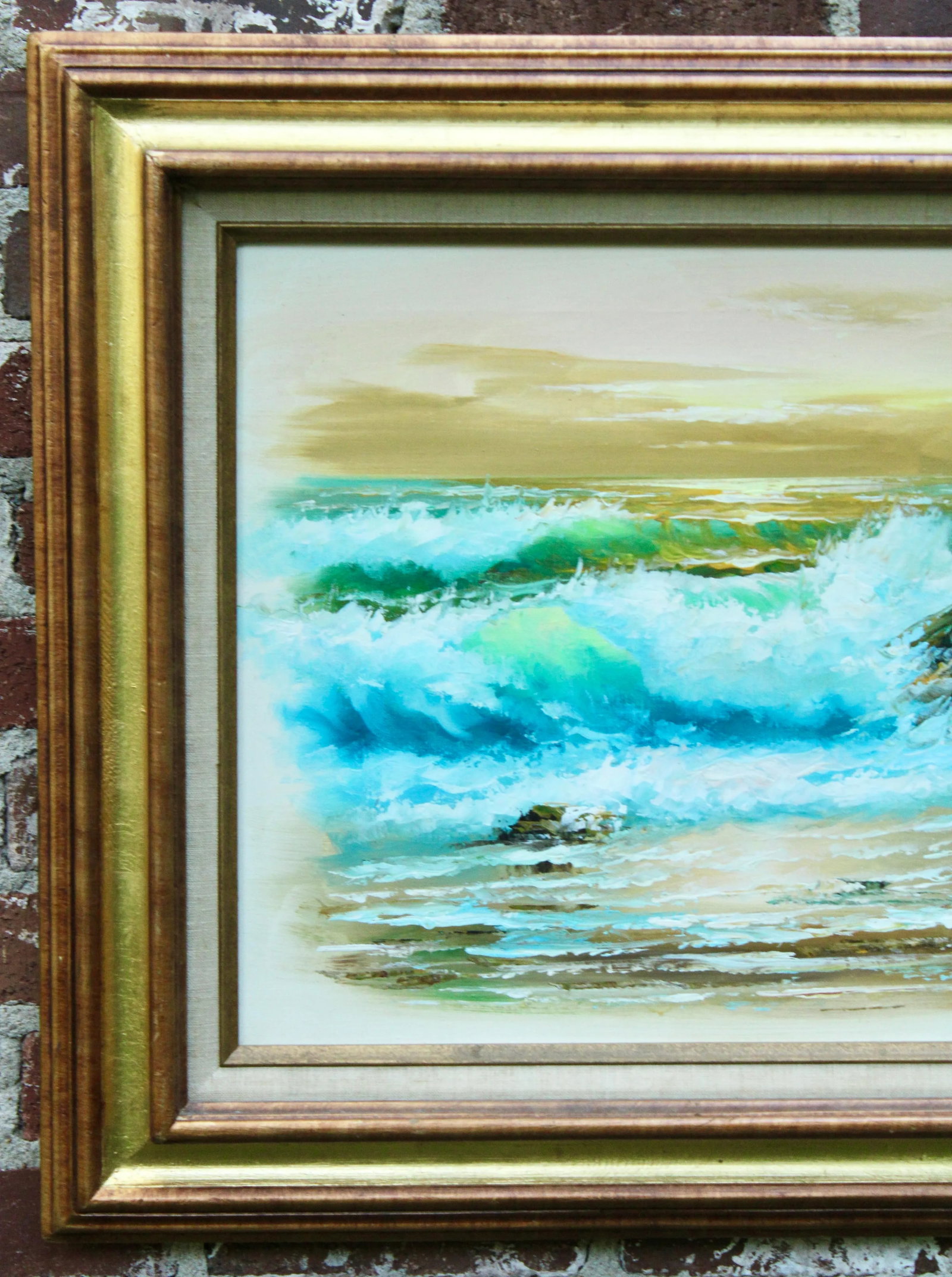 Vintage Beach Seascape Original Oil Painting - 4