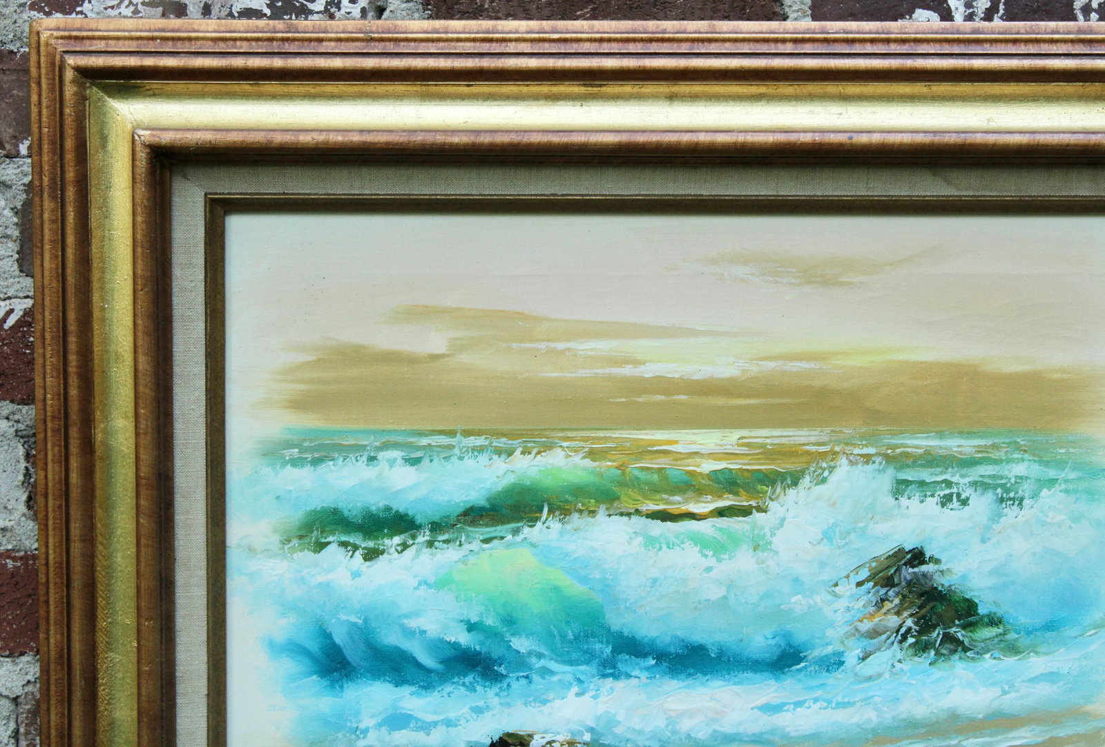 Vintage Beach Seascape Original Oil Painting - 5