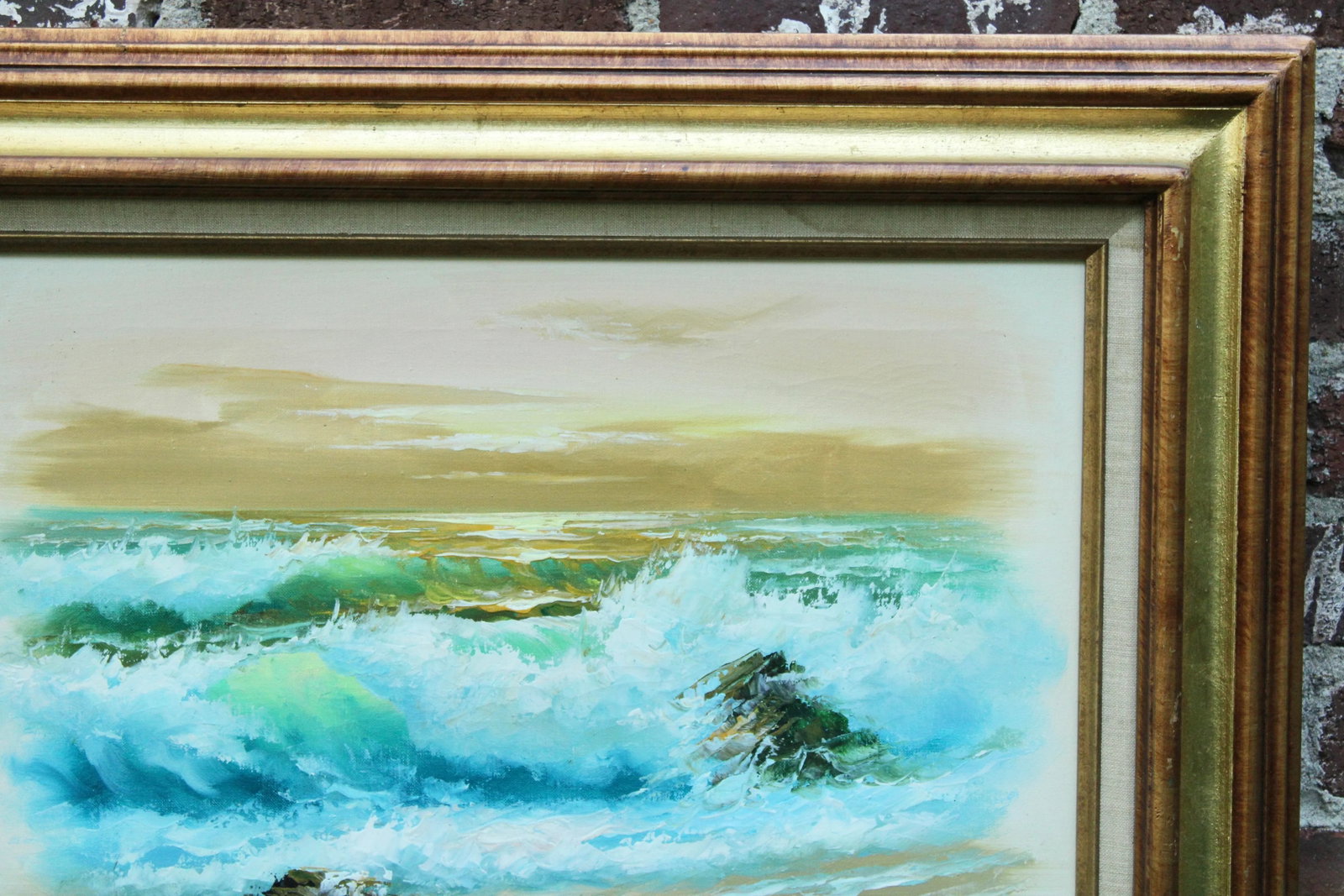 Vintage Beach Seascape Original Oil Painting - 6