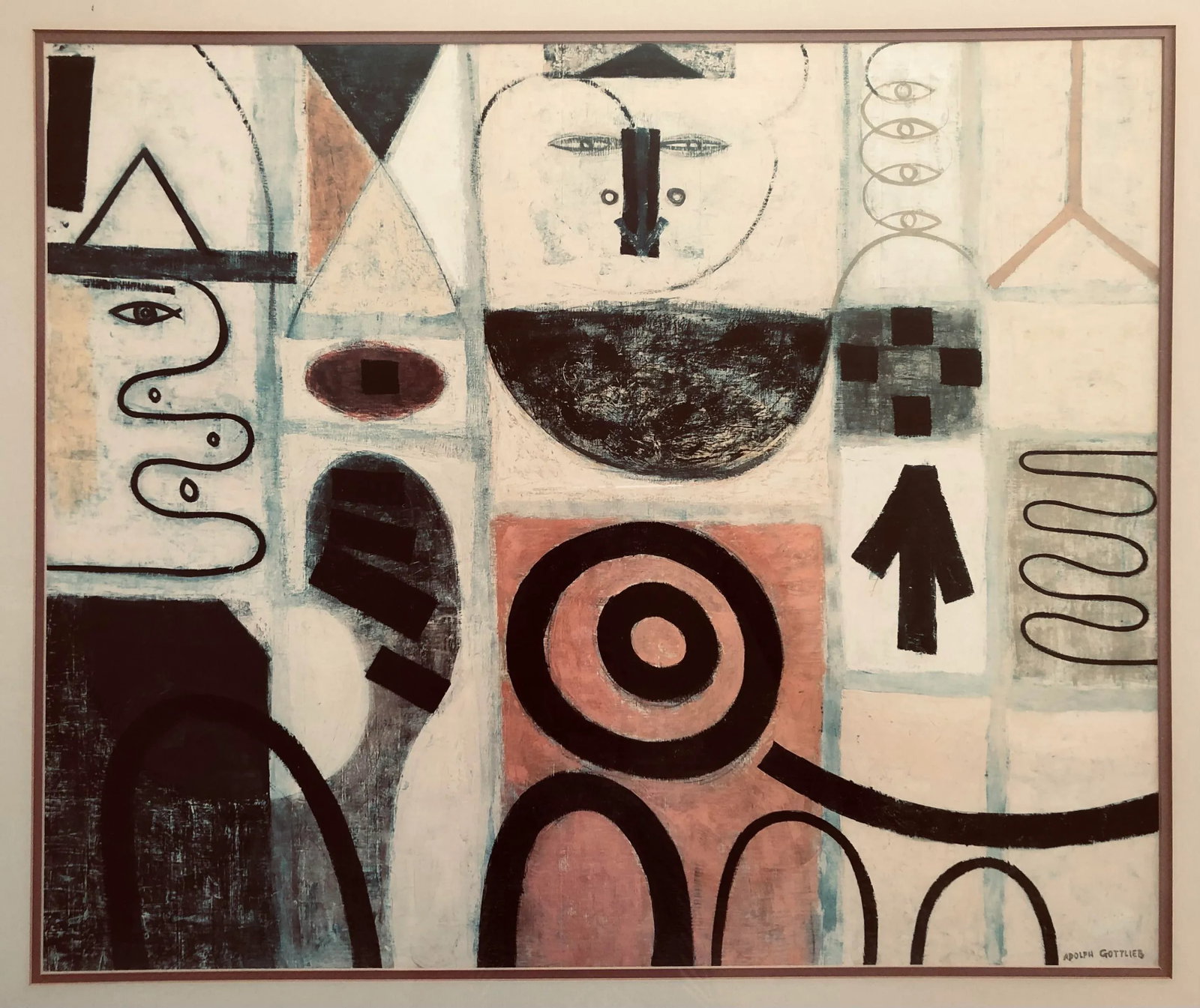 Mid Century Abstract Art 'The Seer' After Adolf Gottlieb, Signed and Framed - 2