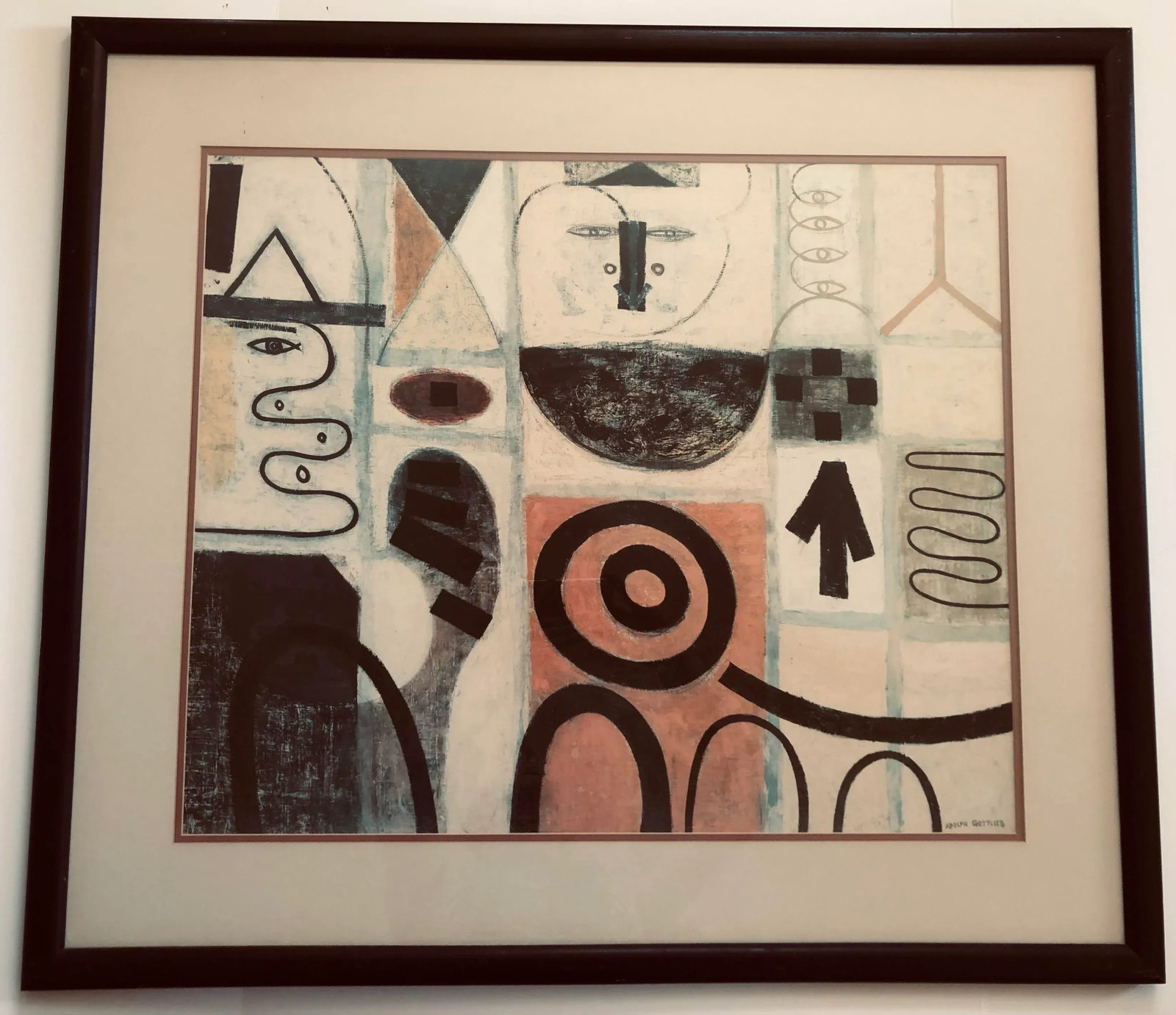 Mid Century Abstract Art 'The Seer' After Adolf Gottlieb, Signed and Framed - 7