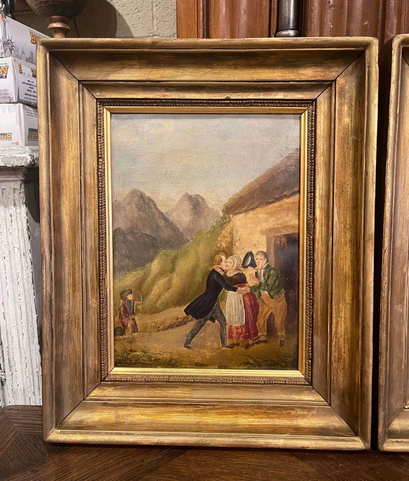Pair of 19th Century French Pastoral Oil on Board Paintings in Gilt Frames - 3
