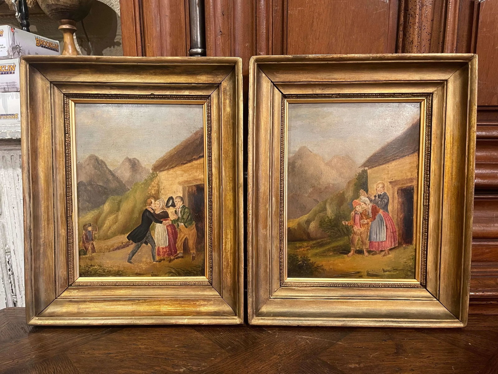 Pair of 19th Century French Pastoral Oil on Board Paintings in Gilt Frames - 7