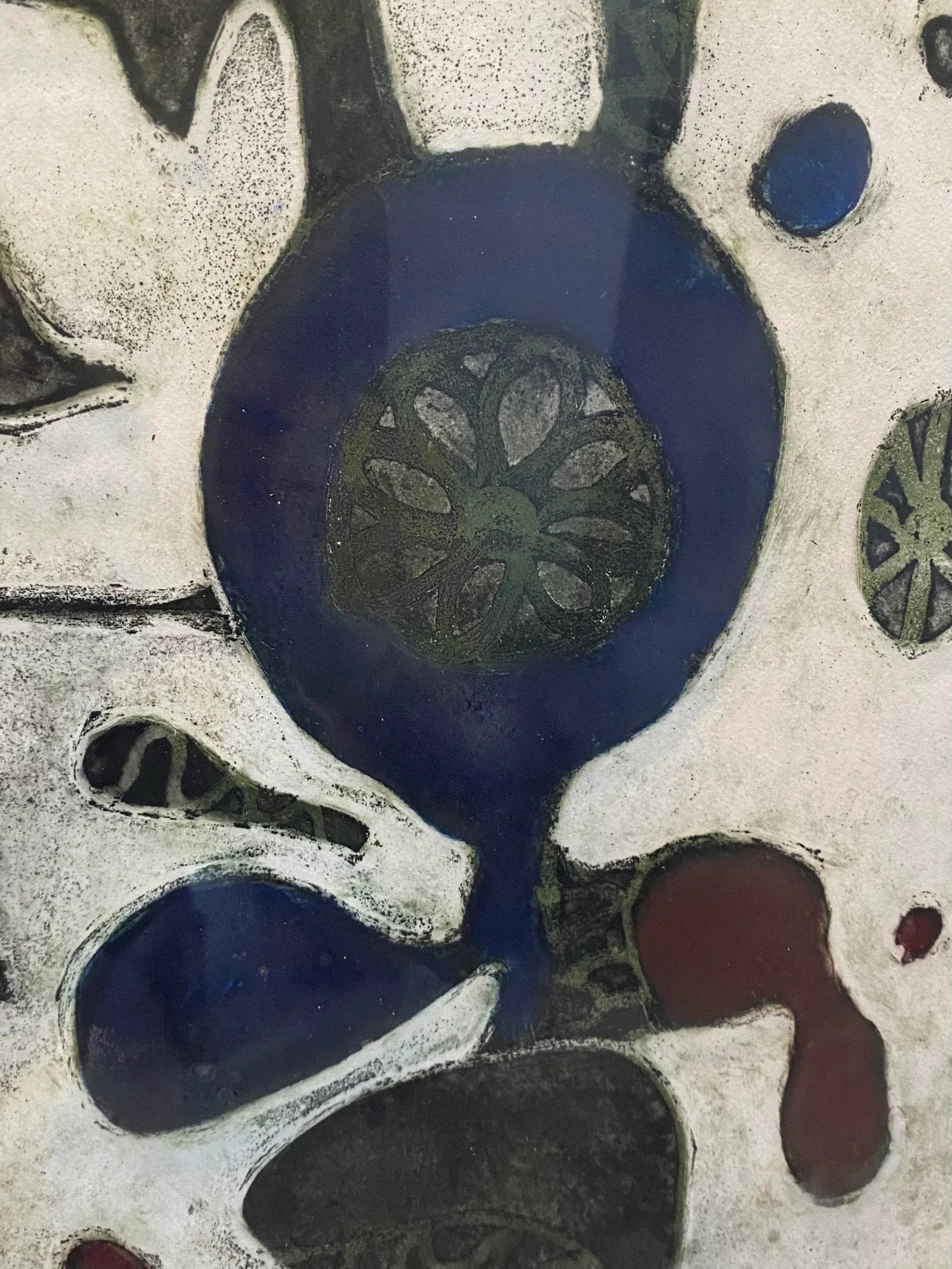1969 Spanish Artist Marta Palau's Framed Signed "Flor Marina" - 6