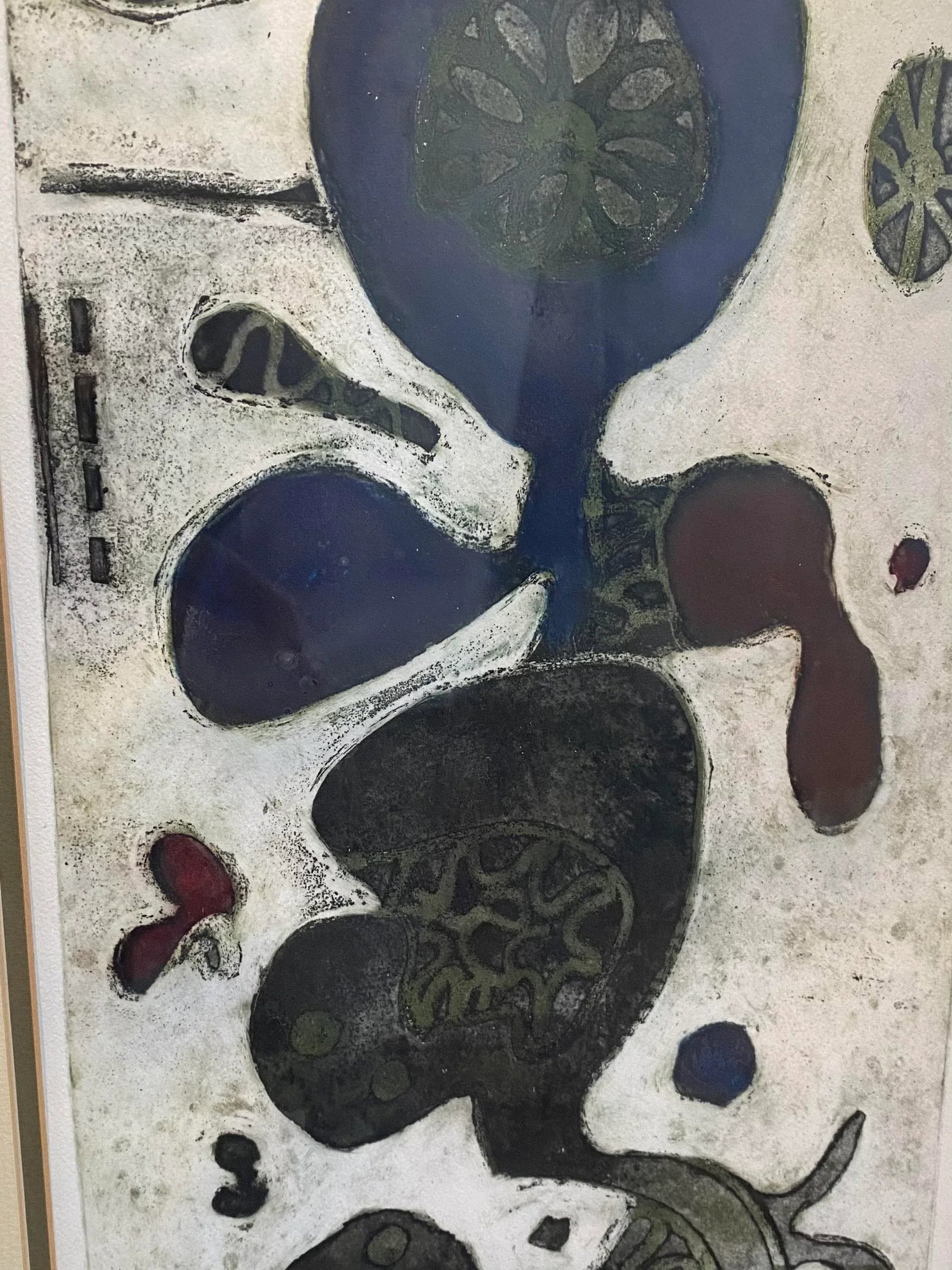 1969 Spanish Artist Marta Palau's Framed Signed "Flor Marina" - 7