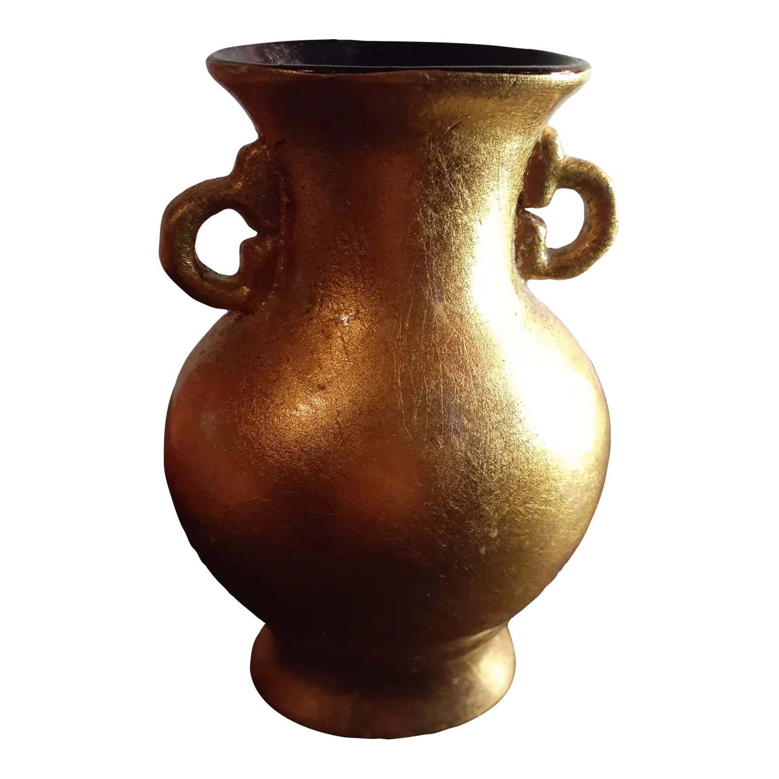1970s Marked Silvestri Italy Gold Polished Ceramic Dual Handle Bud Vase: This is a Marked Silvestri Italy Gold Polished Ceramic Dual Handle 6" Bud Vase. Procured at auction BOX 21 Condition: Alterations: Original Condition Unaltered Imperfections: Some Imperfections