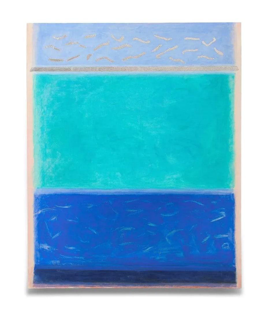 "Pool for David Hockney" Contemporary Mixed Media Painting by Margaret Kennedy - 2