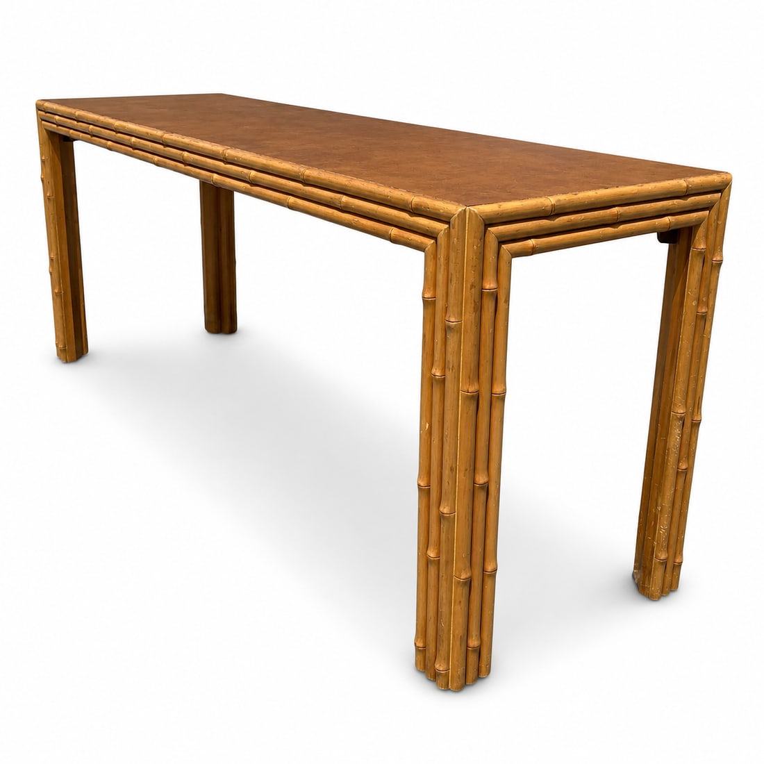 Vintage McGuire Style Bamboo and Burl Console Table (1 of 6)