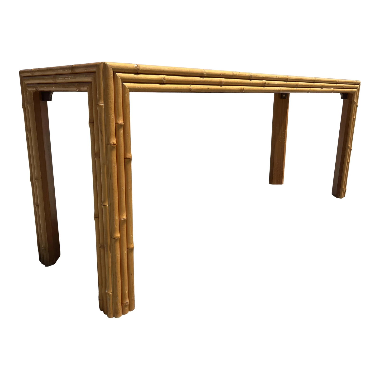 Vintage McGuire Style Bamboo and Burl Console Table - 2