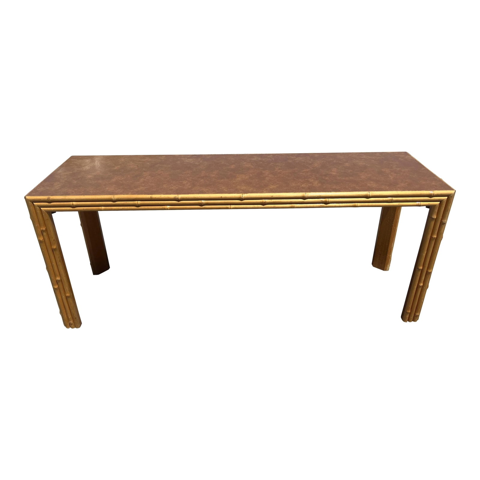 Vintage McGuire Style Bamboo and Burl Console Table - 3