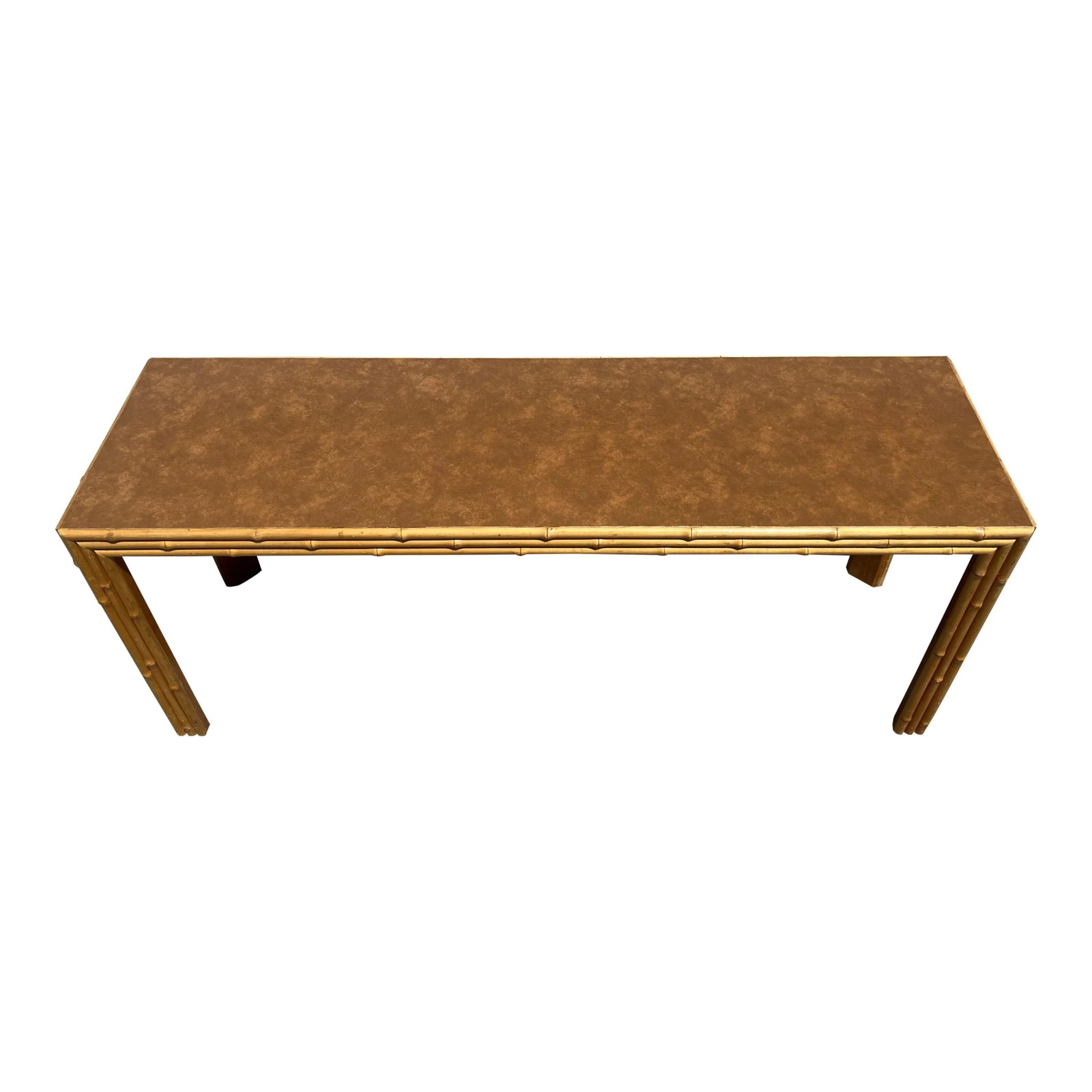 Vintage McGuire Style Bamboo and Burl Console Table - 4