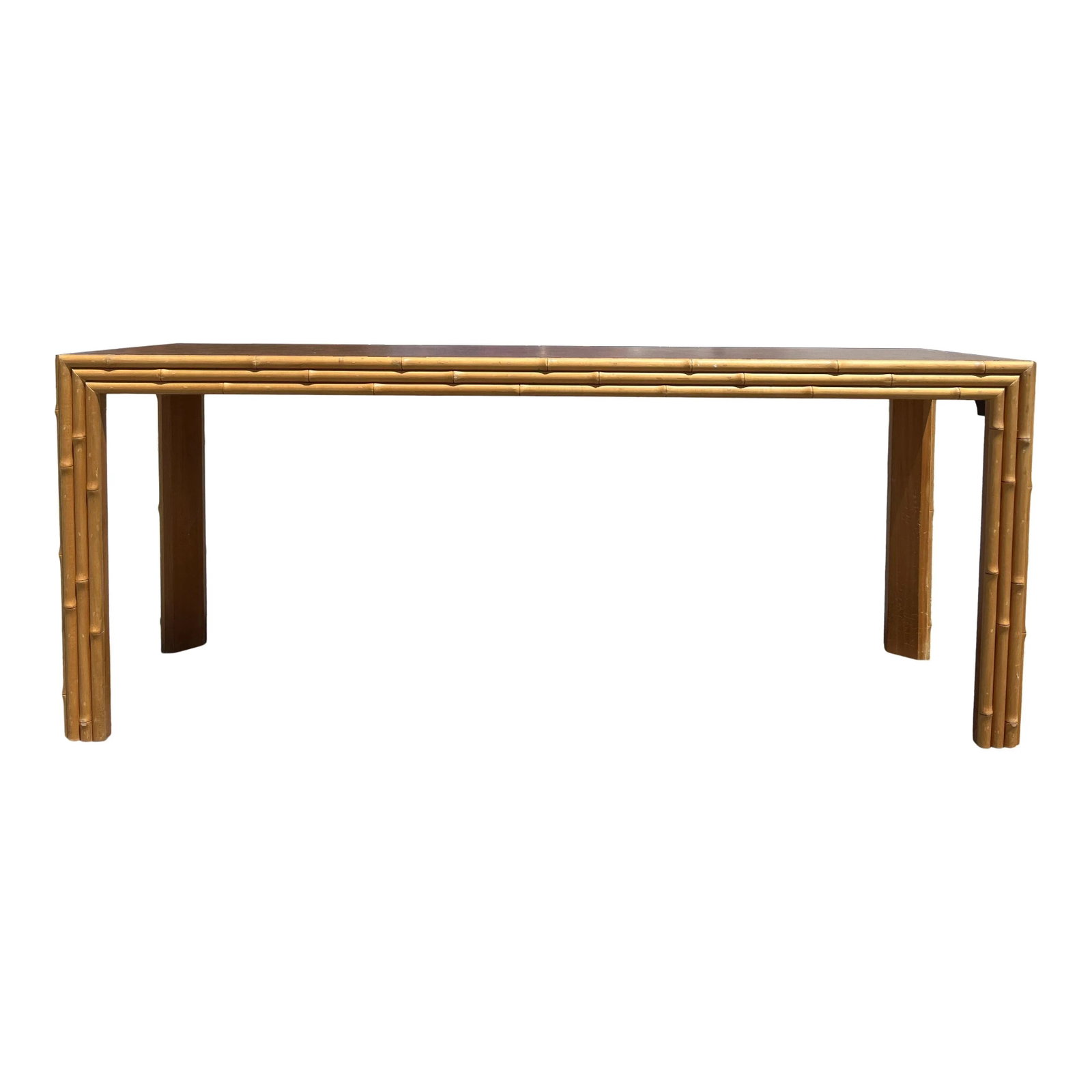 Vintage McGuire Style Bamboo and Burl Console Table - 5